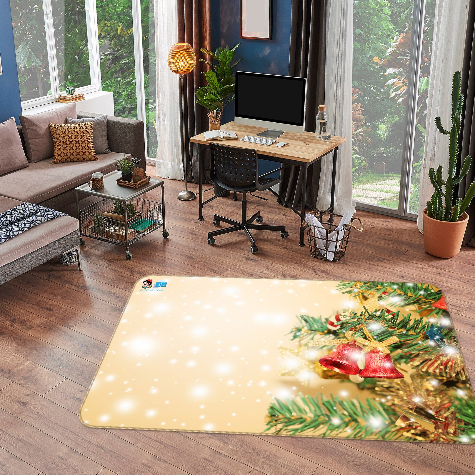 3D Branches 55069 Christmas Non Slip Rug Mat Xmas