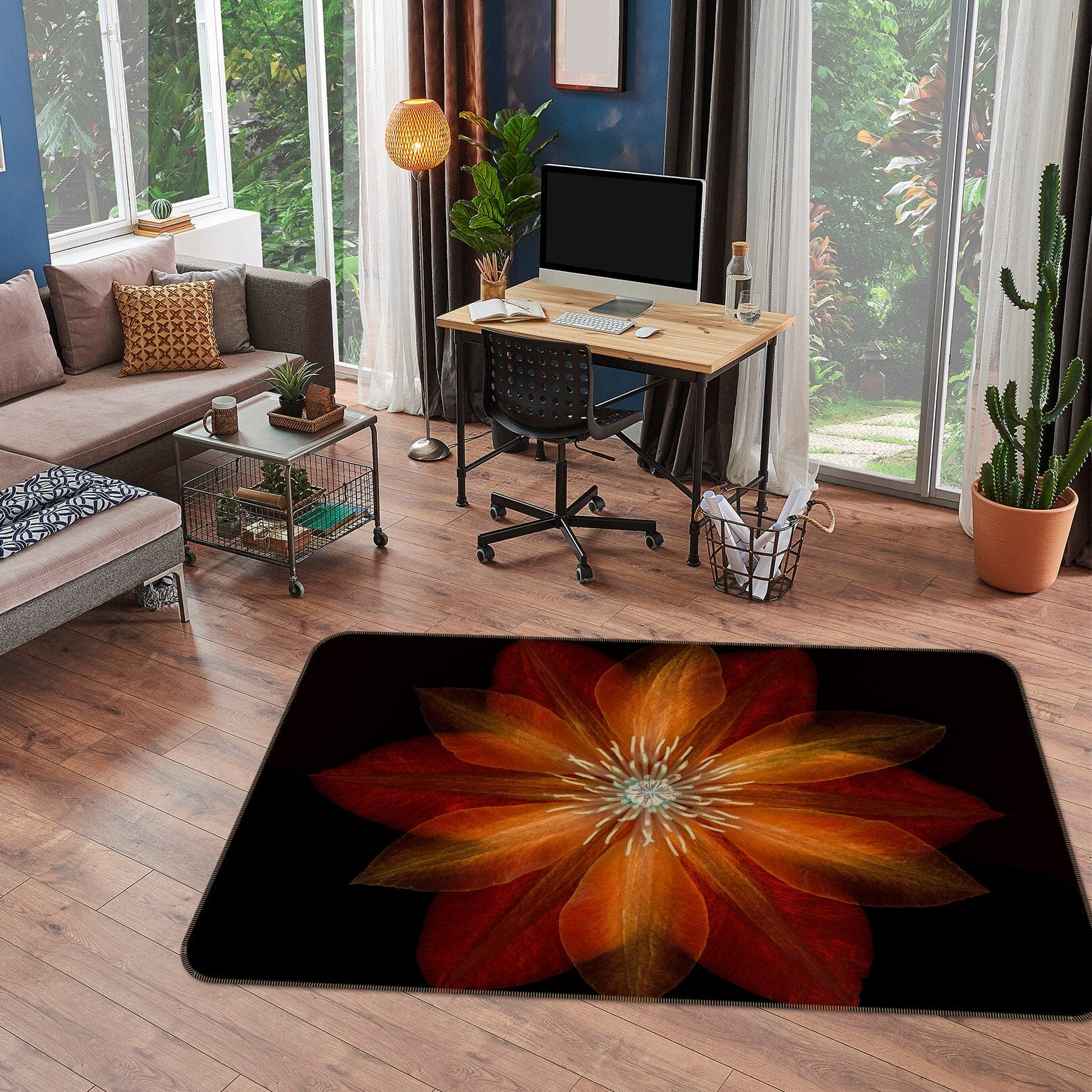 3D Fire Red Flower 1013 Assaf Frank Rug Non Slip Rug Mat Mat AJ Creativity Home