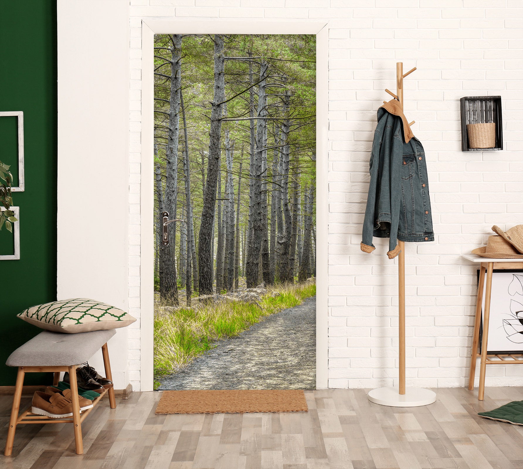 3D Woods Trees Path 10737 Assaf Frank Door Mural