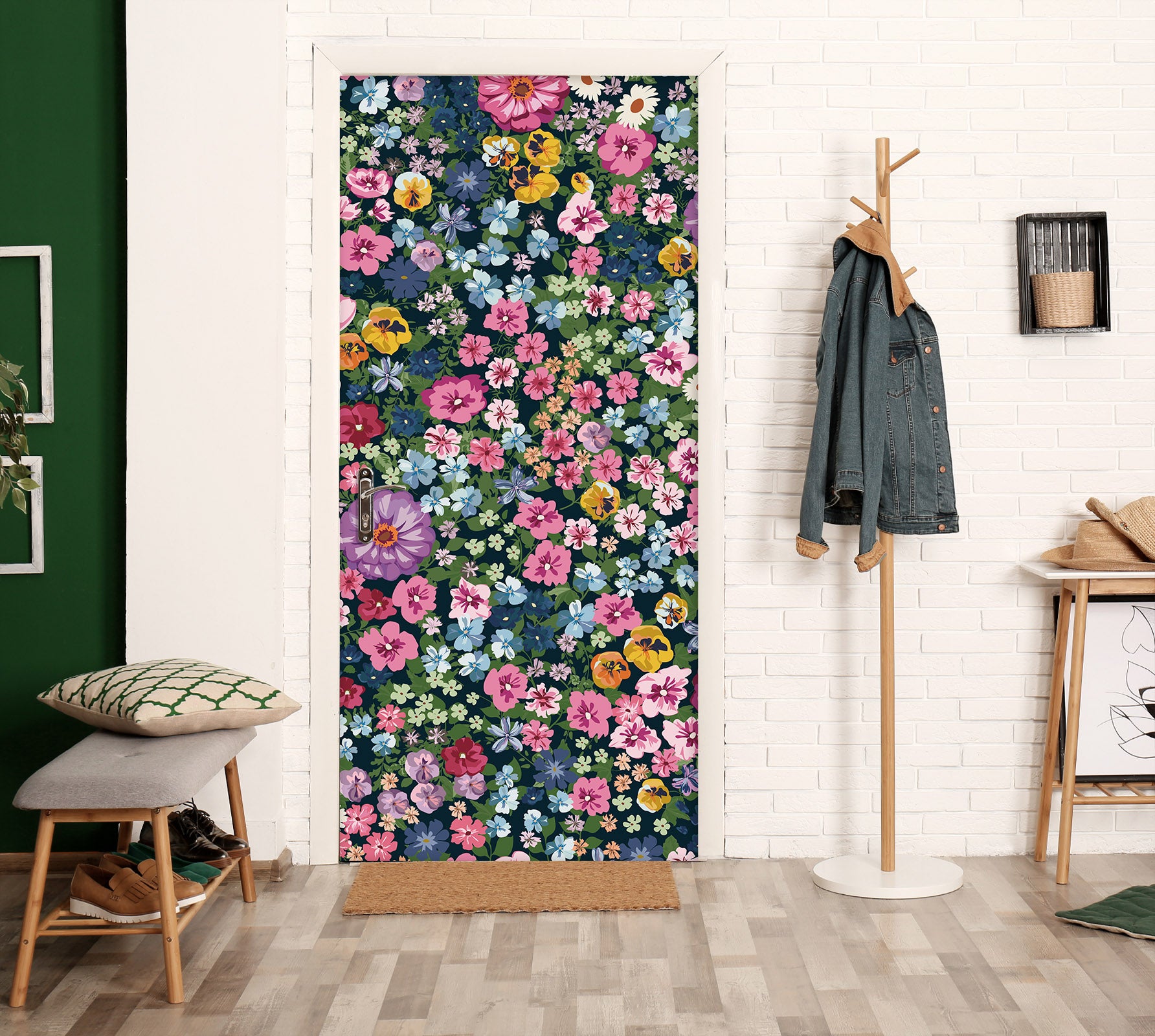 3D Flower Pattern 25189 Door Mural