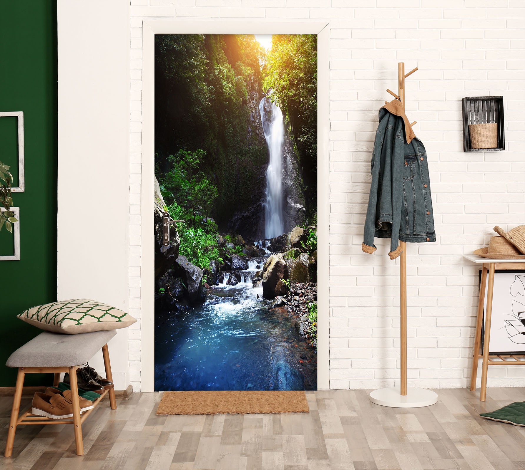 3D Mountain Waterfall 25080 Door Mural