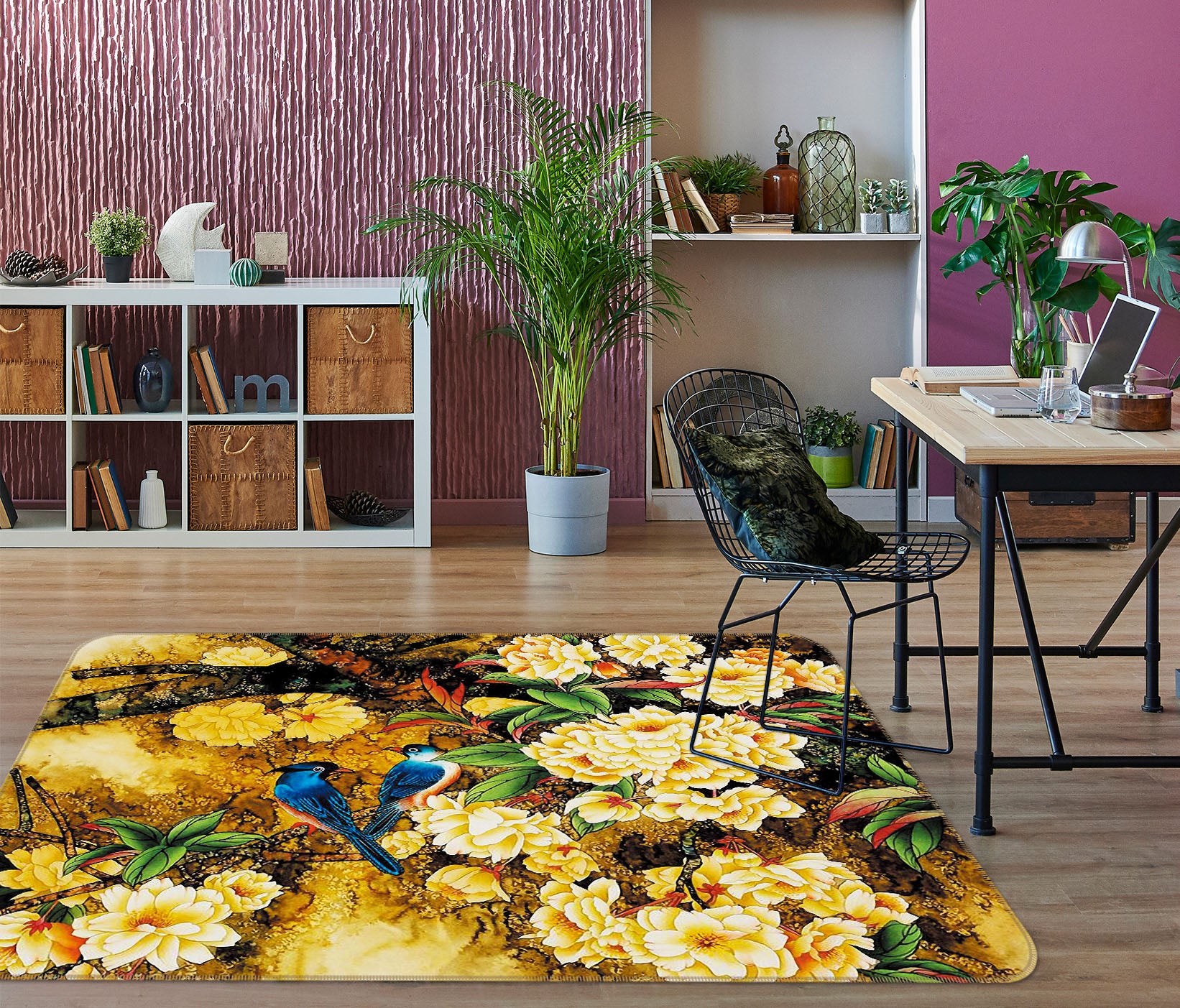 3D Flower Bird 32092 Non Slip Rug Mat