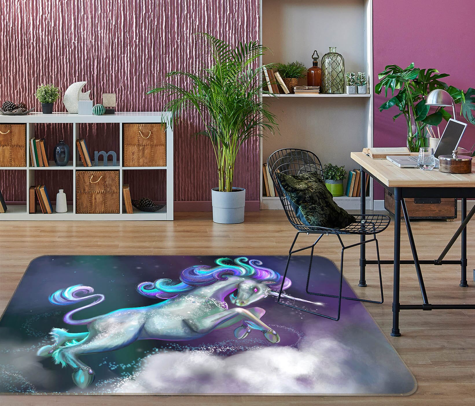 3D Cloud Unicorn 3009 Rose Catherine Khan Rug Non Slip Rug Mat Mat AJ Creativity Home
