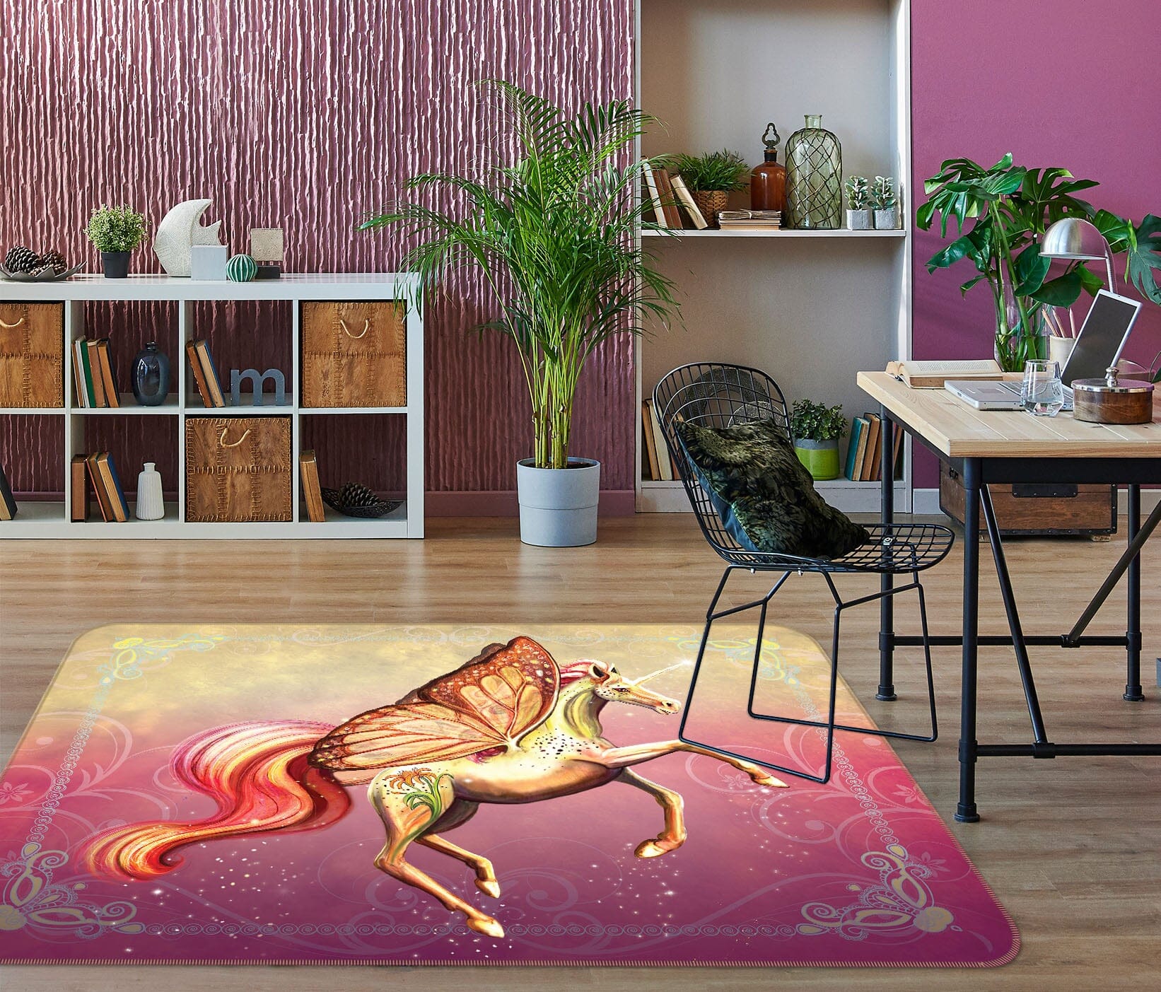 3D Winged Unicorn 3003 Rose Catherine Khan Rug Non Slip Rug Mat Mat AJ Creativity Home