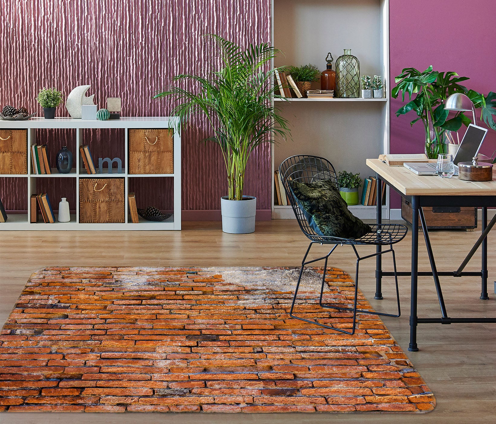 3D Red Brick Wall Pattern 31058 Non Slip Rug Mat