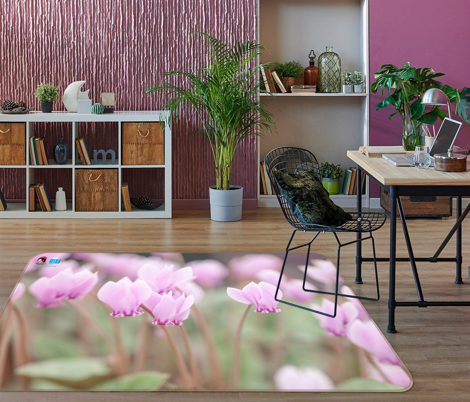 3D Purple Flower 6818 Assaf Frank Rug Non Slip Rug Mat