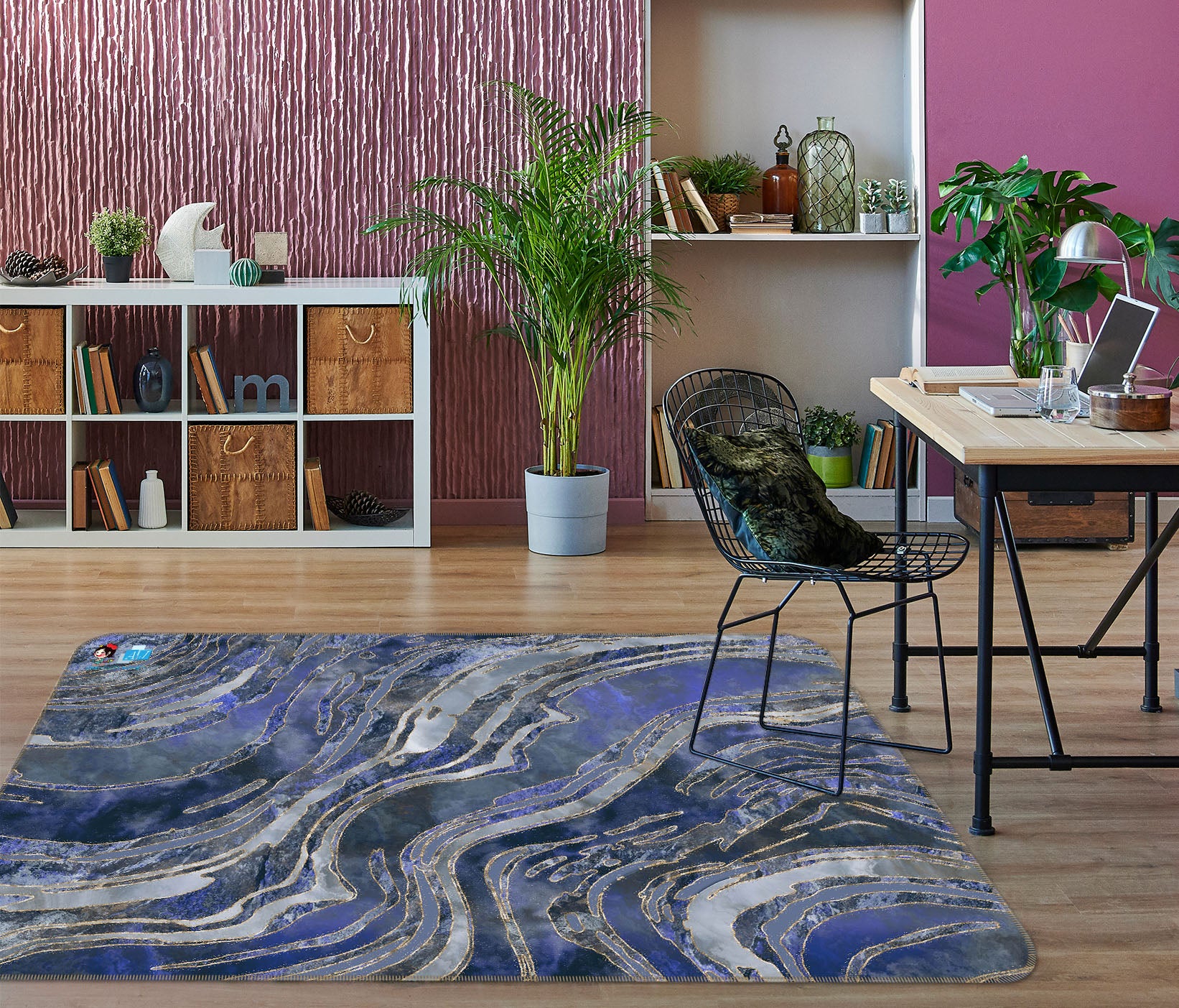 3D Purple Blue Texture 83019 Andrea haase Rug Non Slip Rug Mat