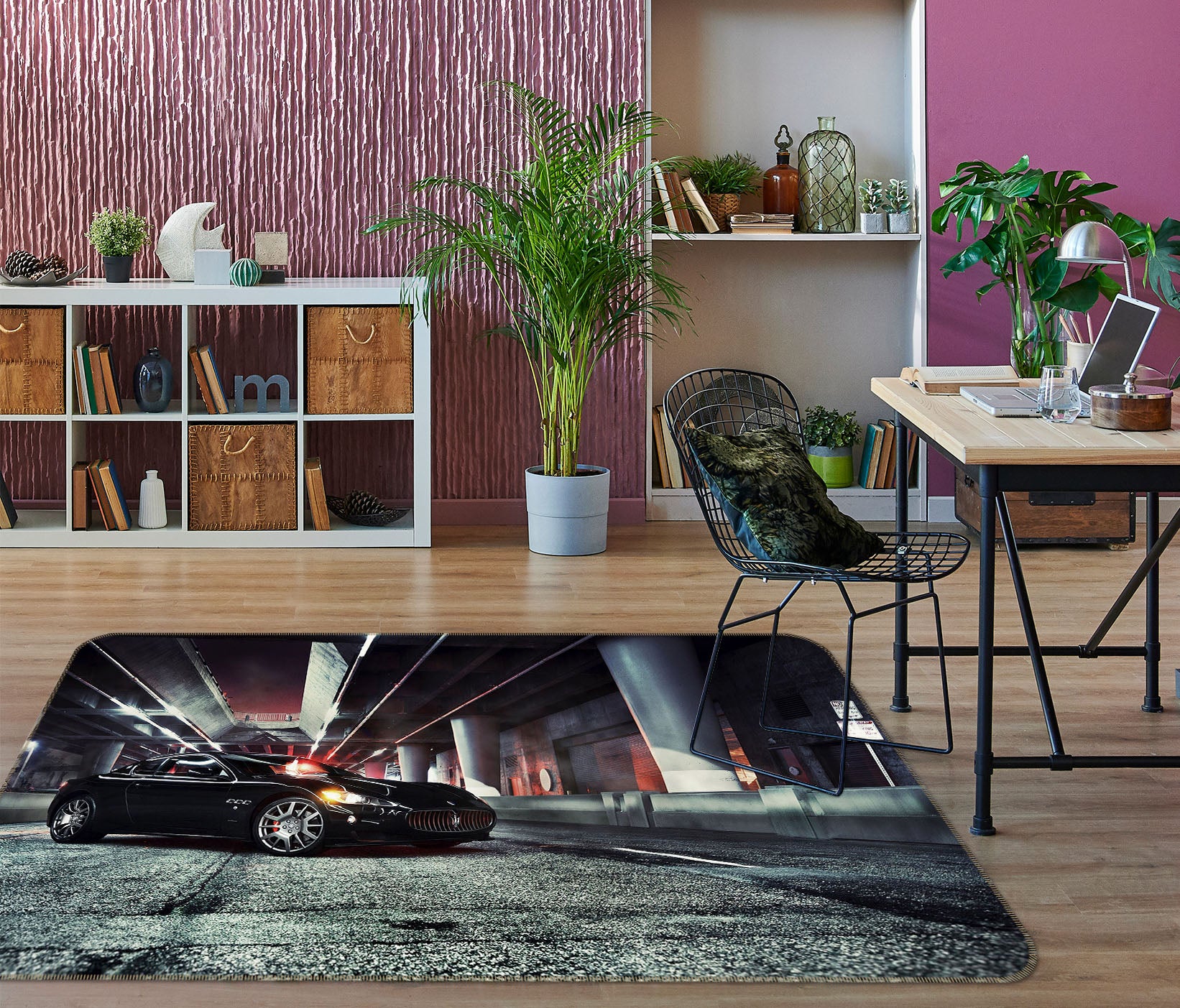 3D Black Car 42082 Vehicle Non Slip Rug Mat