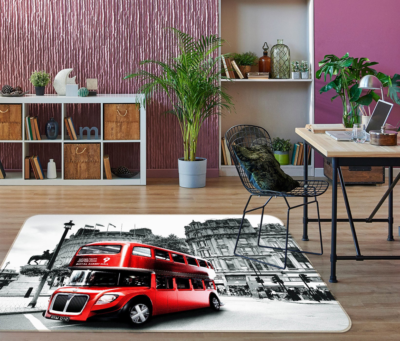 3D Red Double Decker 42064 Vehicle Non Slip Rug Mat