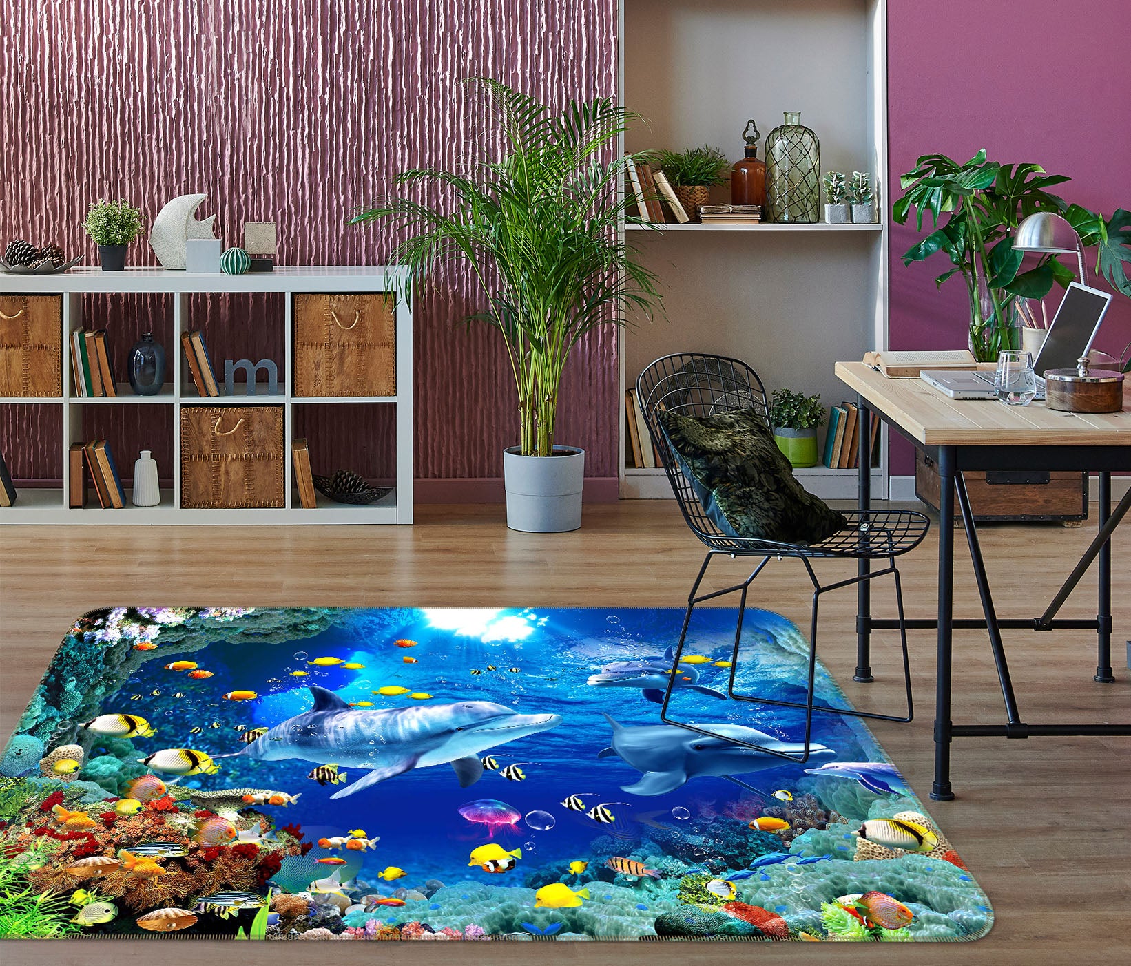 3D Underwater Fish Dolphin 65145 Non Slip Rug Mat