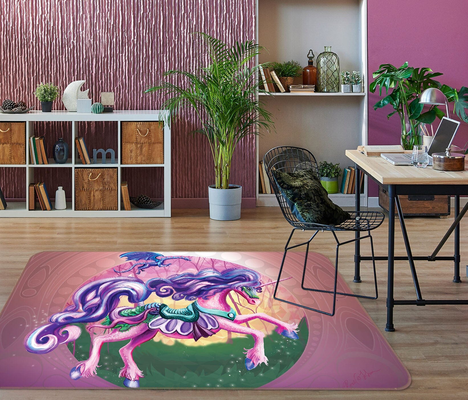 3D Cute Unicorn 3018 Rose Catherine Khan Rug Non Slip Rug Mat Mat AJ Creativity Home