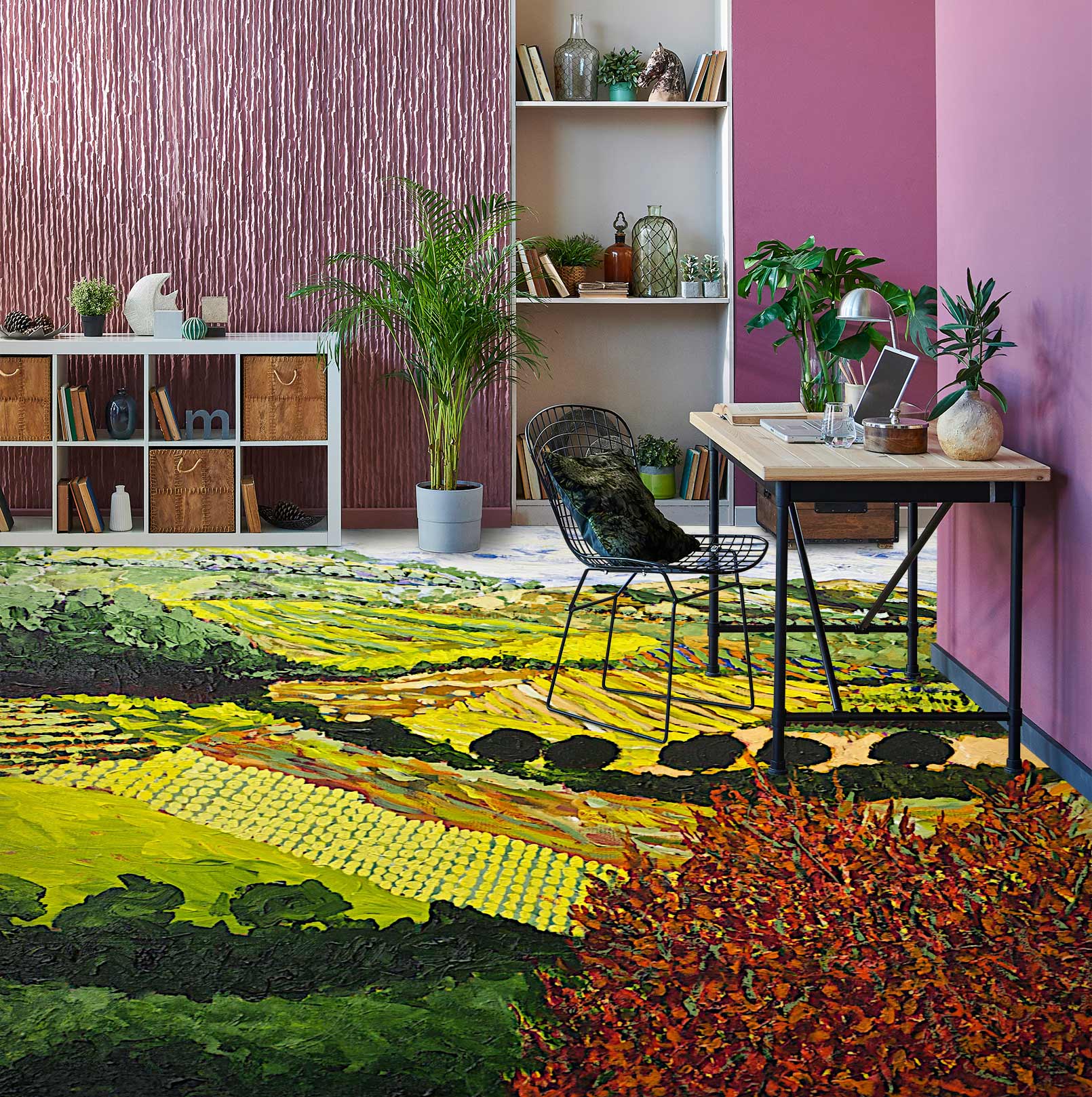 3D Field Red Flowers 9527 Allan P. Friedlander Floor Mural