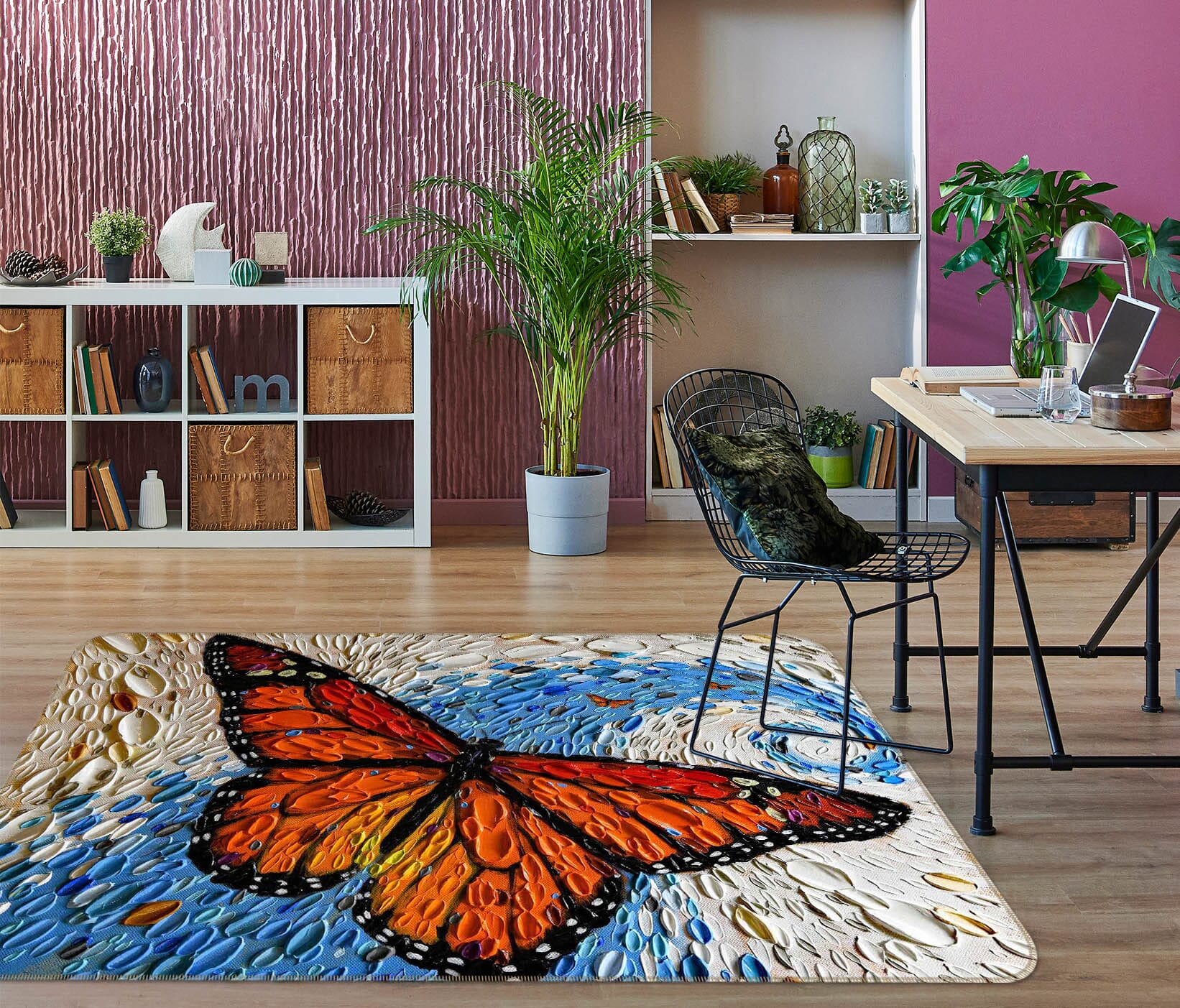 3D Shell Butterfly 1019 Dena Tollefson Rug Non Slip Rug Mat Mat AJ Creativity Home