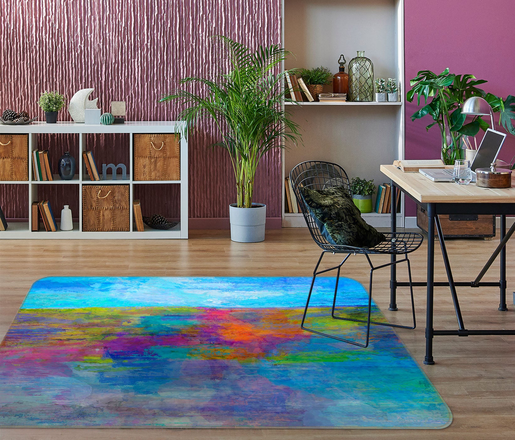 3D Colorful Ink Pattern 84016 Michael Tienhaara Rug Non Slip Rug Mat