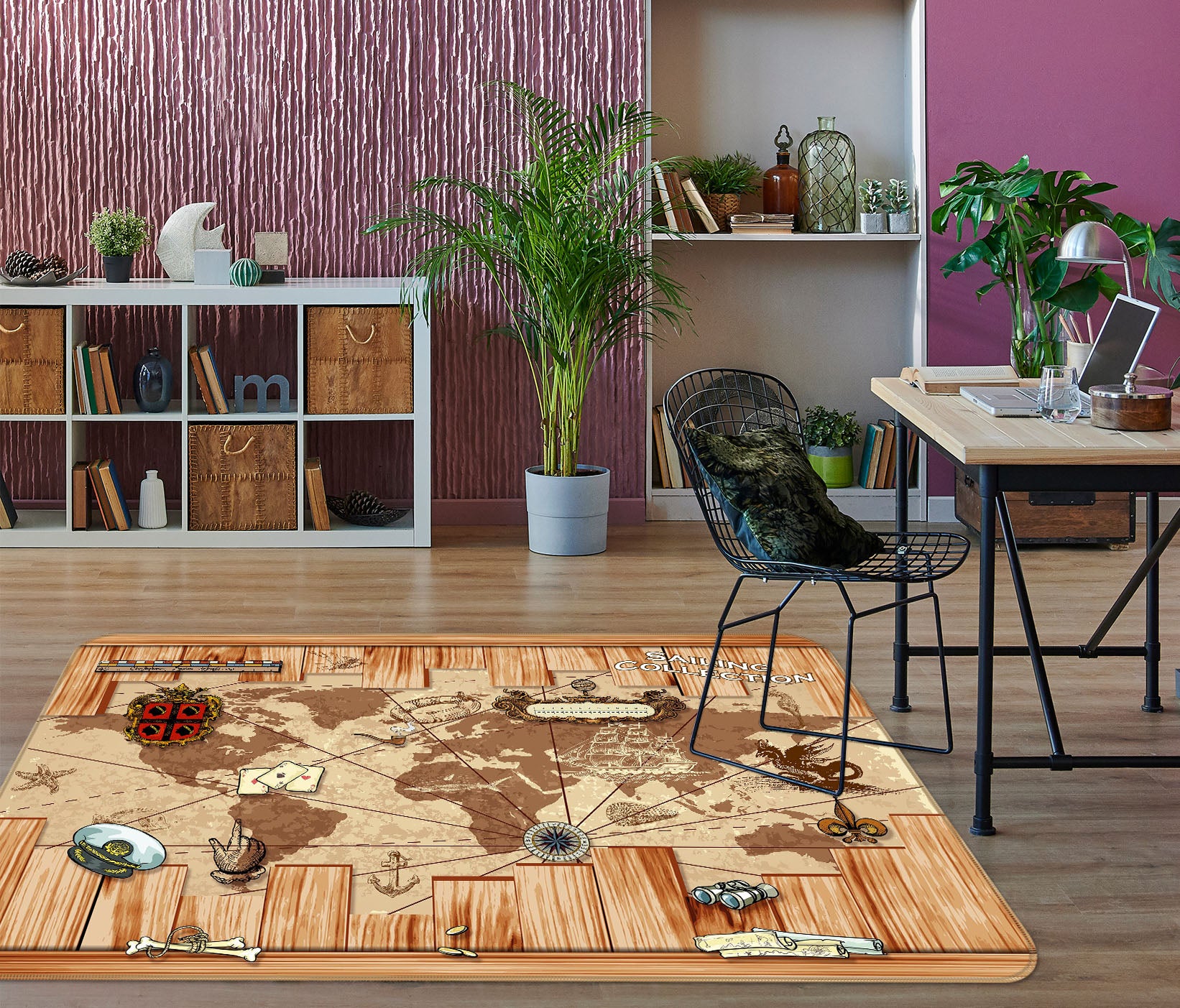 3D Plank Map 65119 Non Slip Rug Mat