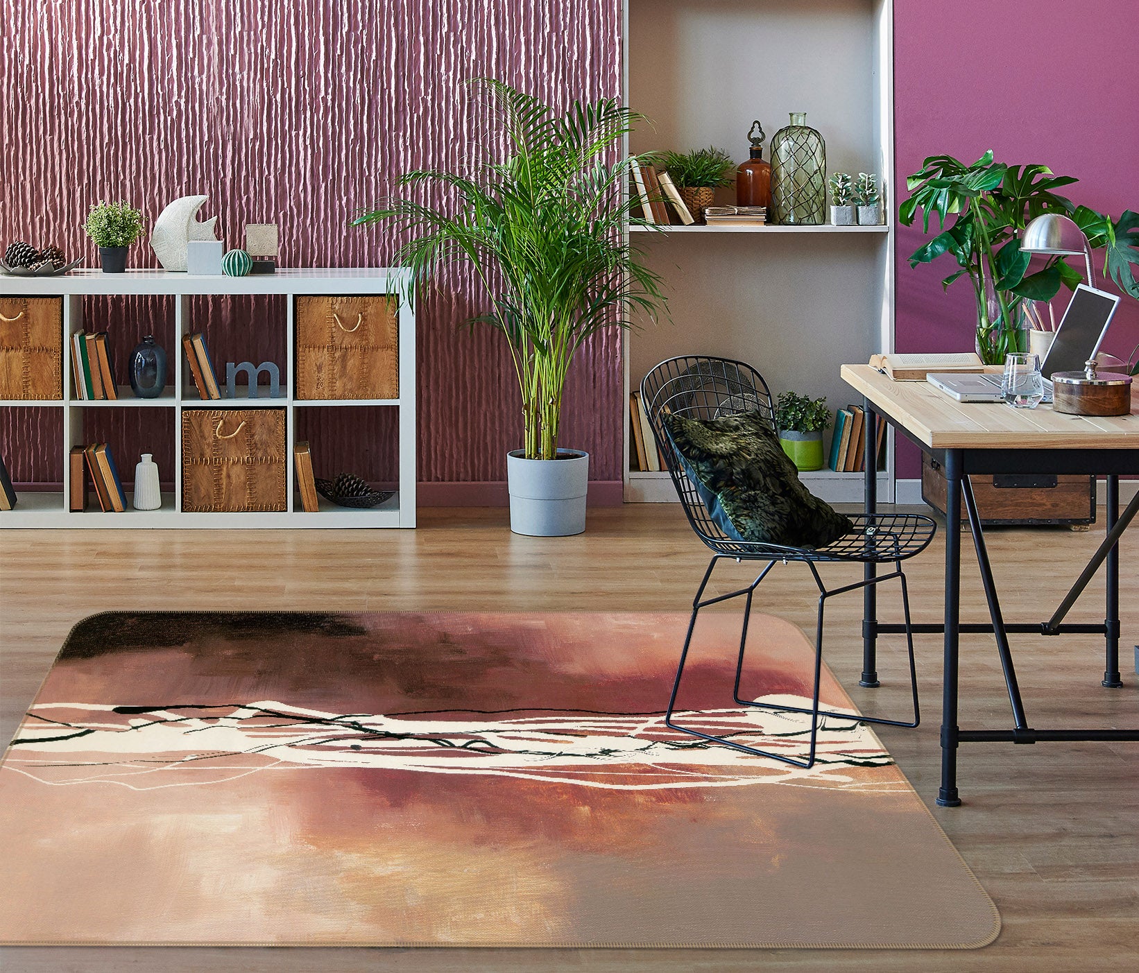 3D Brown Abstract Pattern 32044 Non Slip Rug Mat