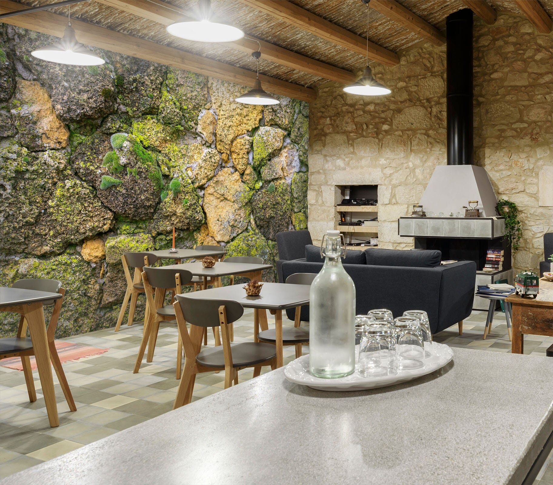 3D Moss Stones 1928 Wall Murals Wallpaper AJ Wallpaper 2