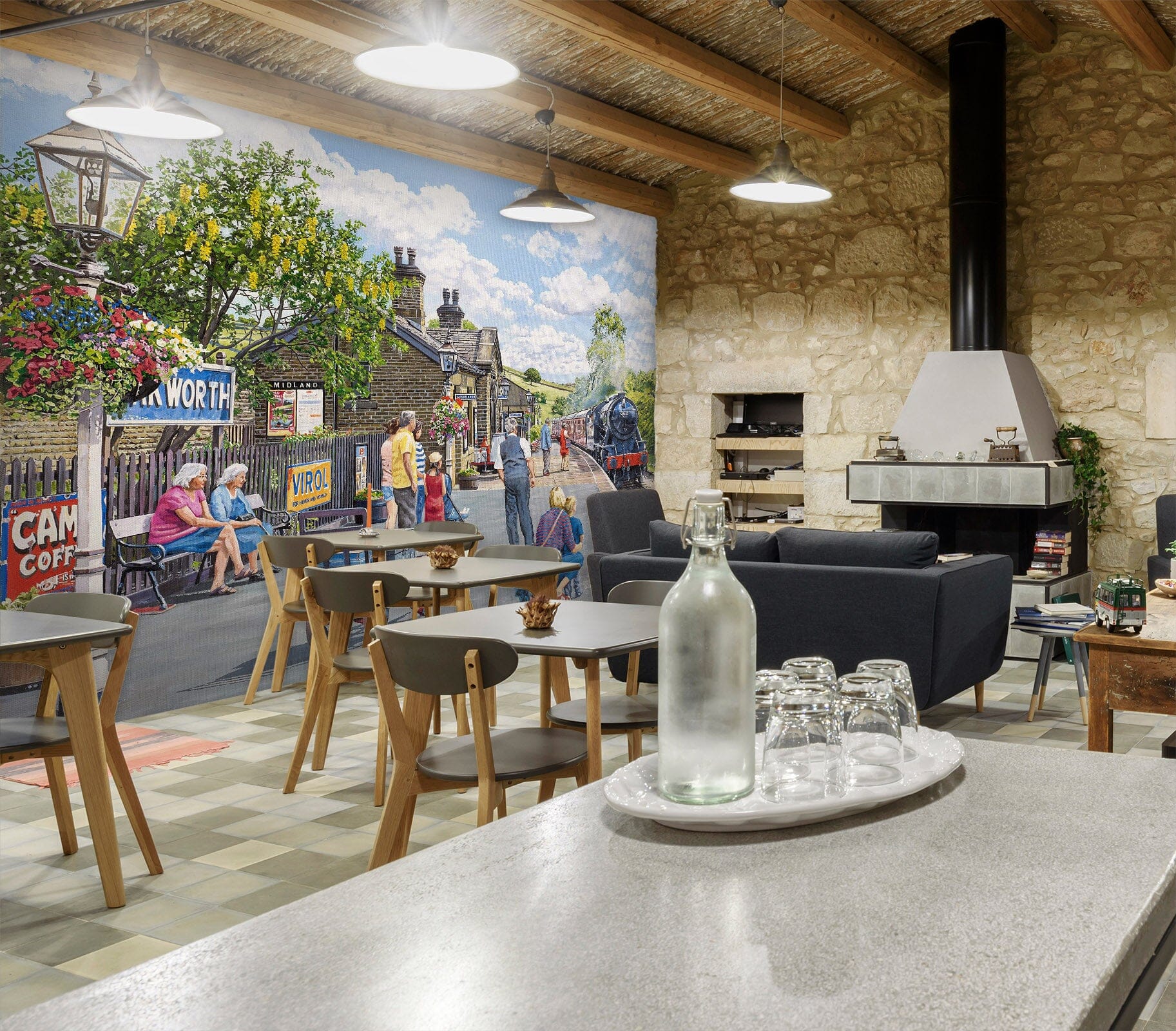 3D Oakworth Station 1040 Trevor Mitchell Wall Mural Wall Murals Wallpaper AJ Wallpaper 2