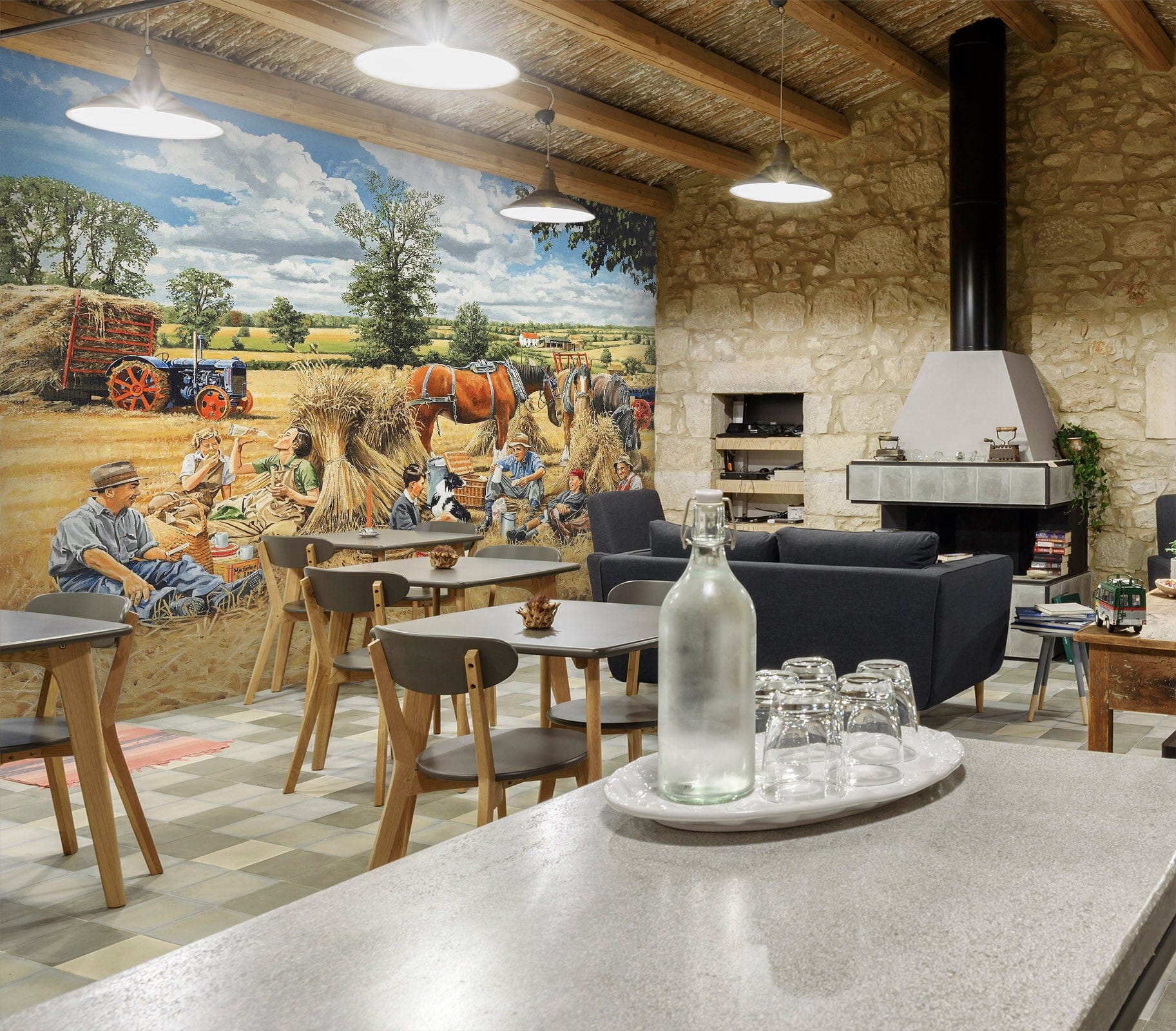 3D Harvest Lunch 1027 Trevor Mitchell Wall Mural Wall Murals Wallpaper AJ Wallpaper 2