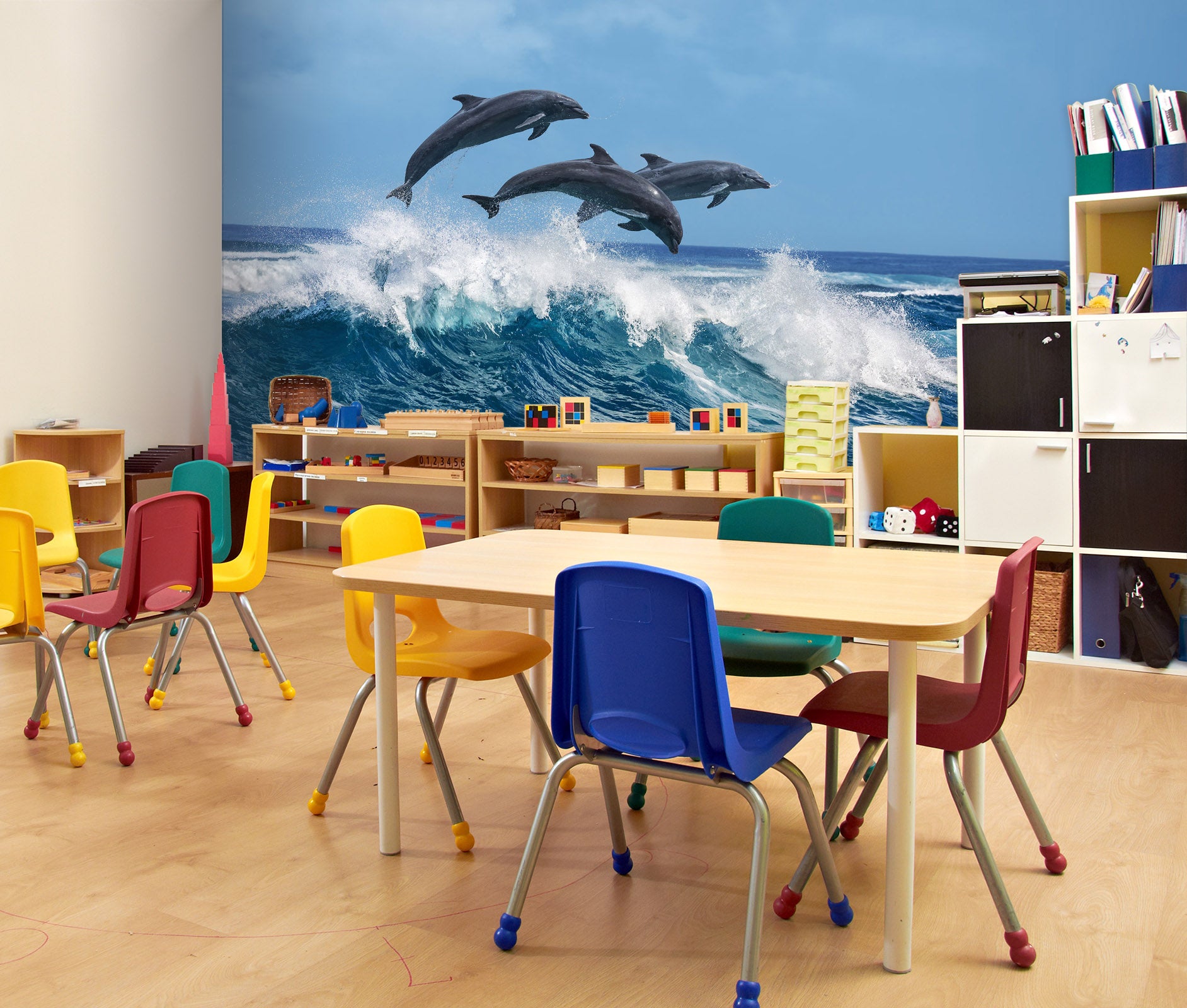 3D Dolphin Surf Jumping 169 Wall Murals Wallpaper AJ Wallpaper 2
