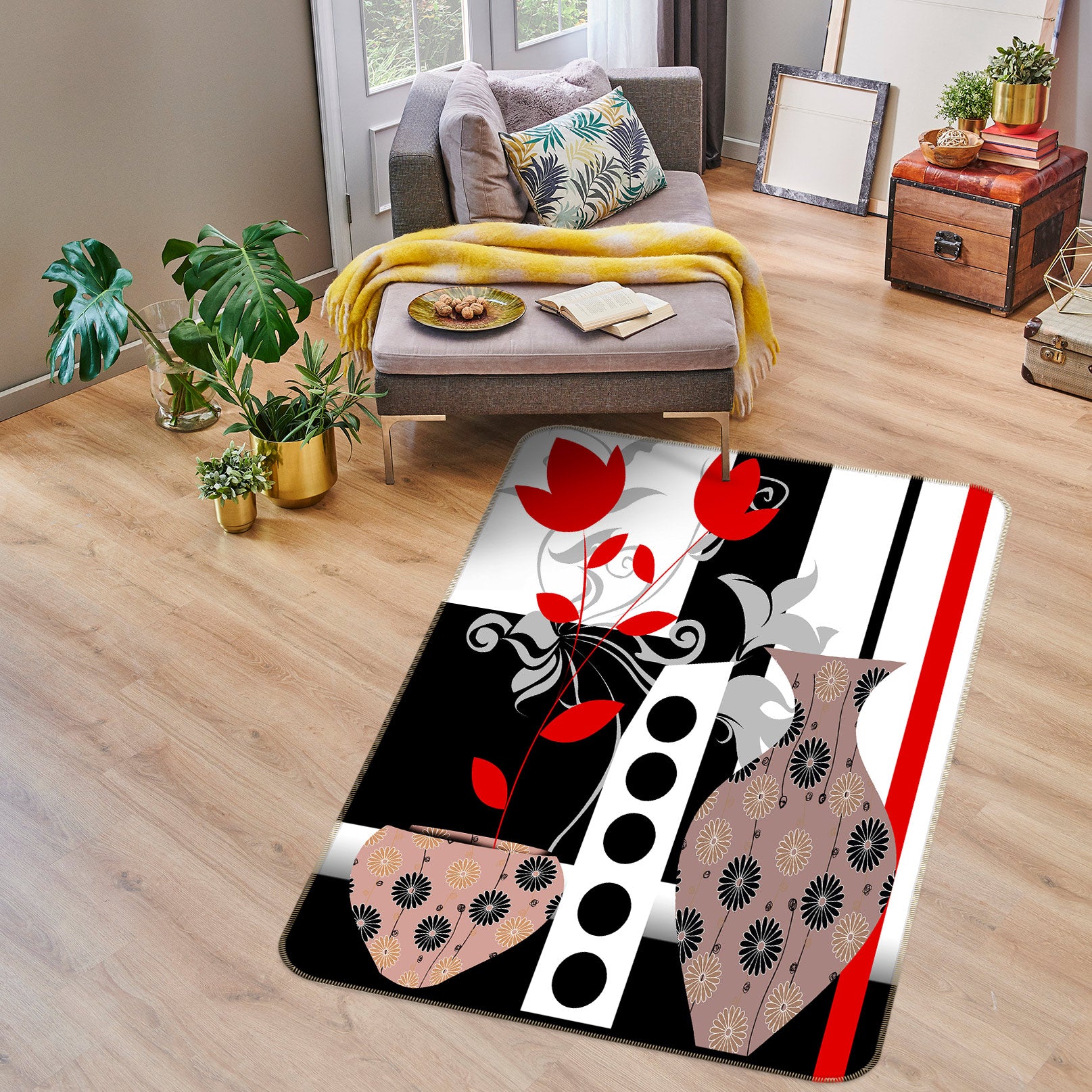 3D Vase Pattern 76117 Non Slip Rug Mat