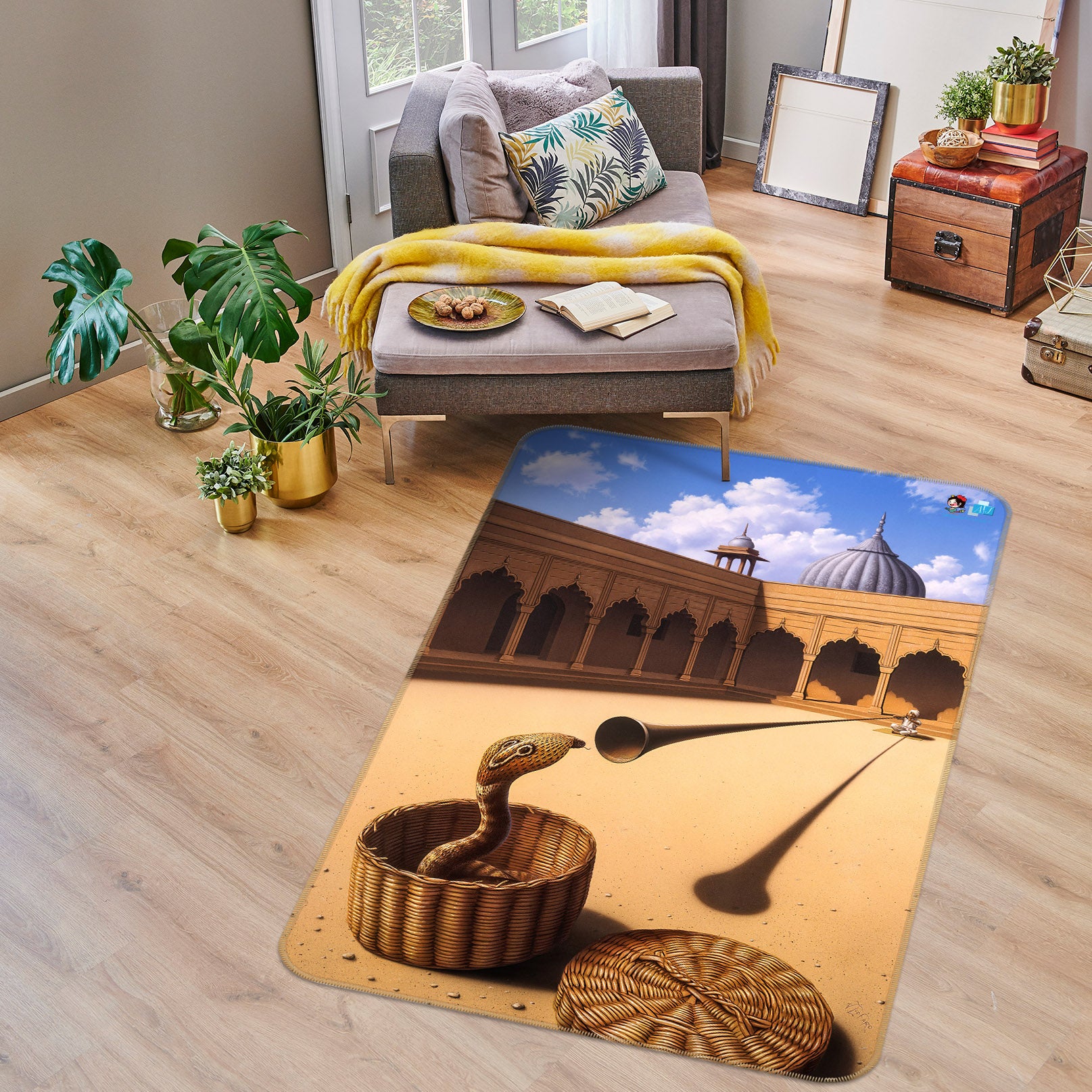 3D Snake Charmer 85100 Jerry LoFaro Rug Non Slip Rug Mat