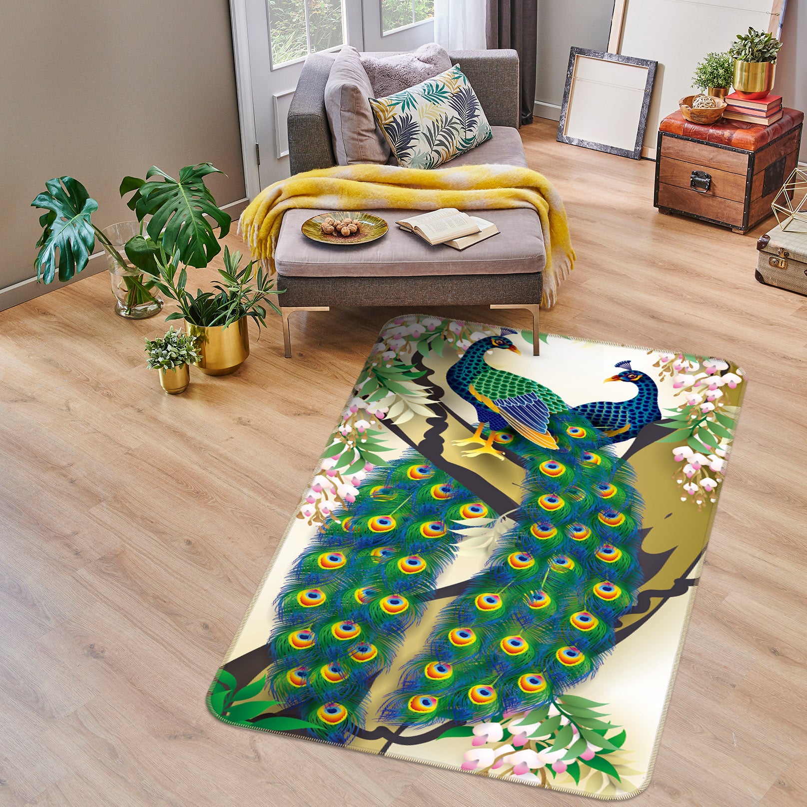 3D Peacock 26086 Non Slip Rug Mat