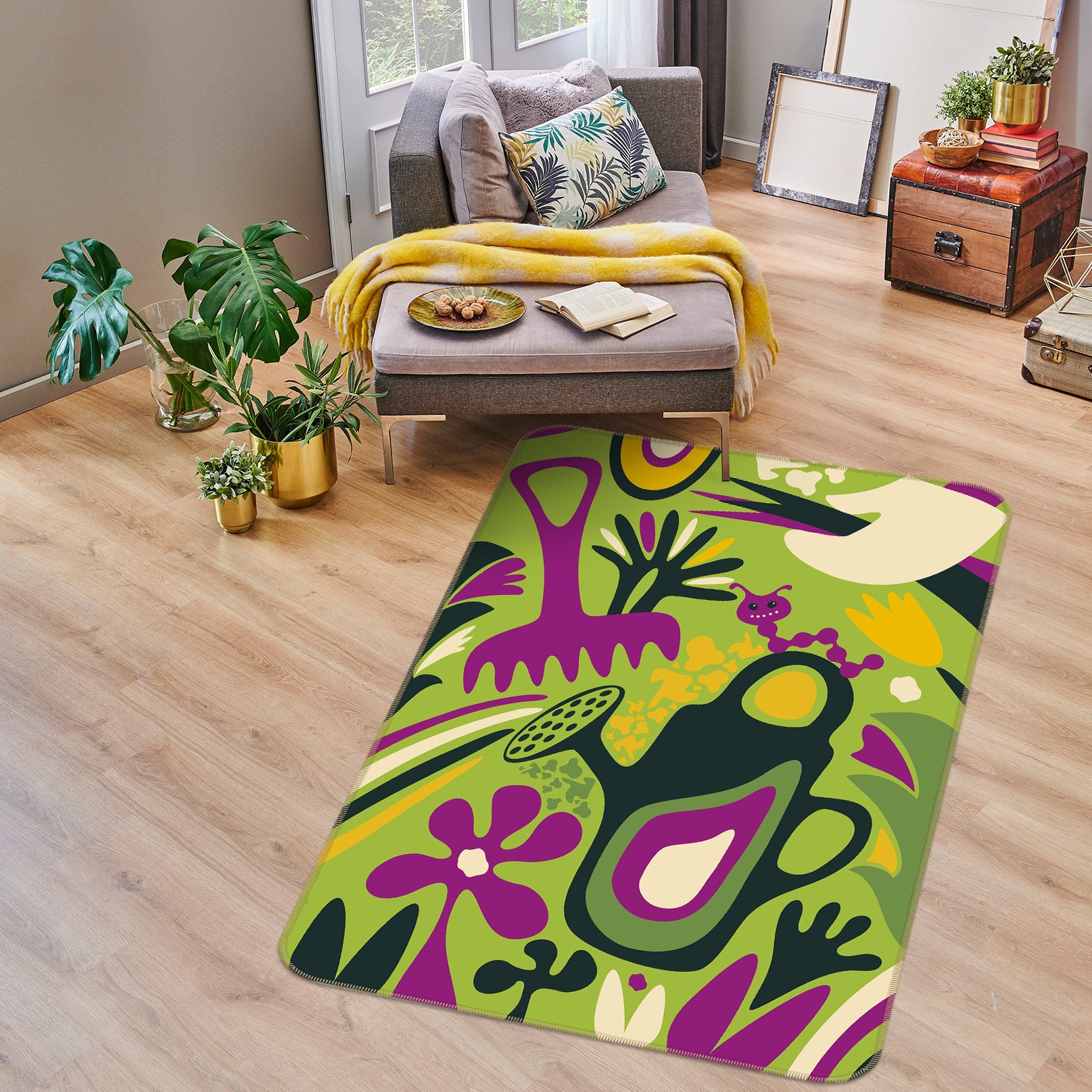 3D Green Pattern 32119 Non Slip Rug Mat