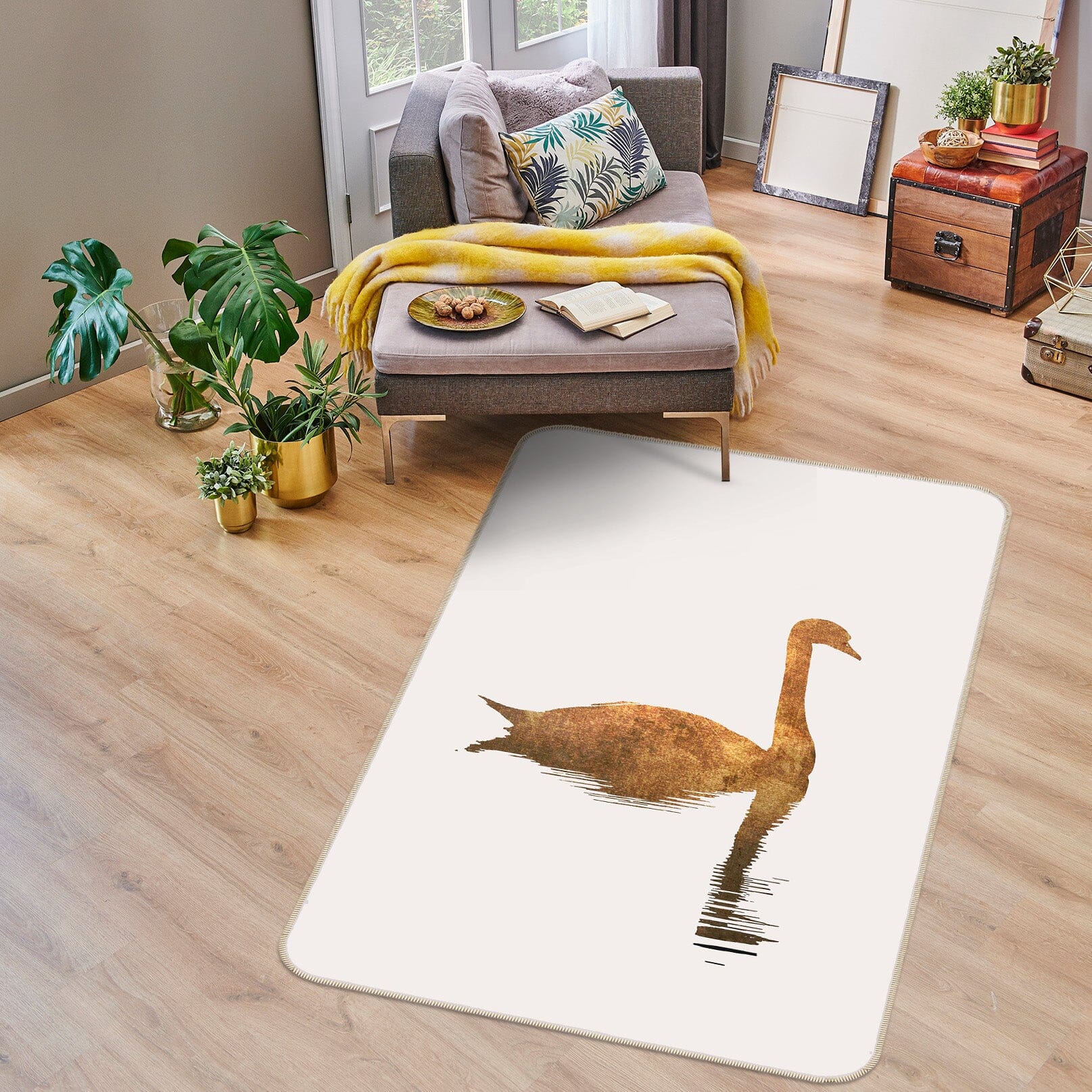 3D Golden Swan 1126 Boris Draschoff Rug Non Slip Rug Mat Mat AJ Creativity Home