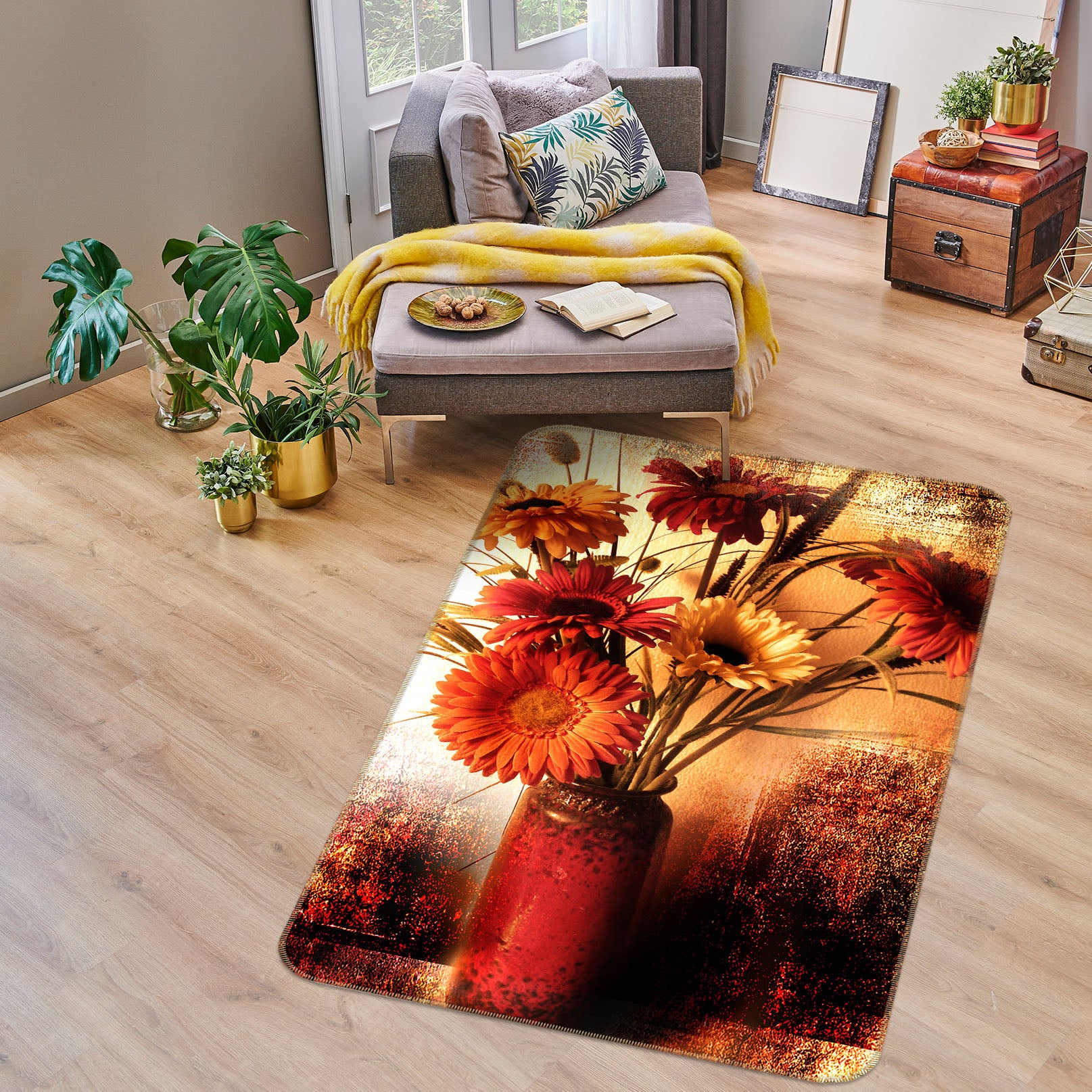 3D Flower Vase 33207 Non Slip Rug Mat
