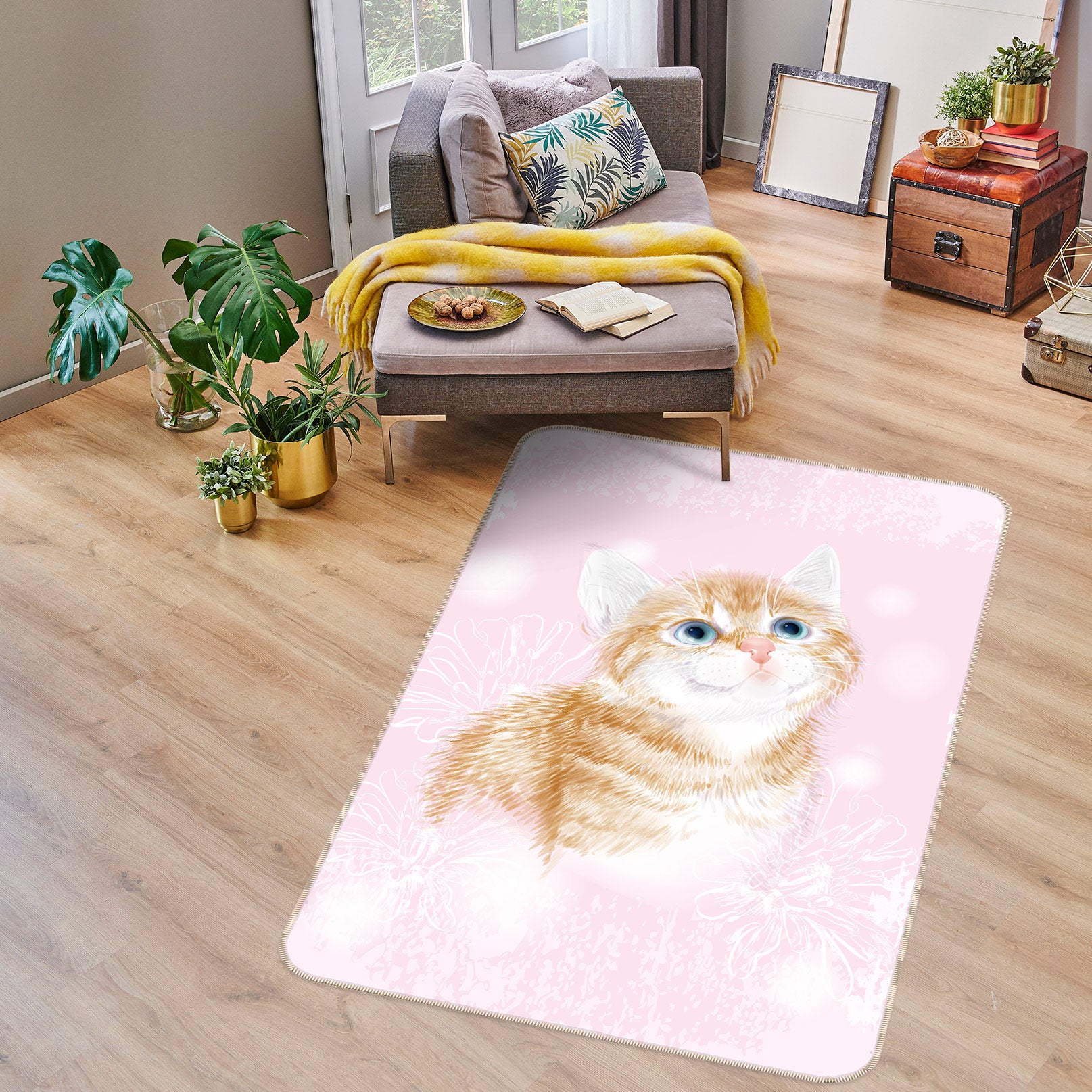 3D Orange Cat 37129 Non Slip Rug Mat