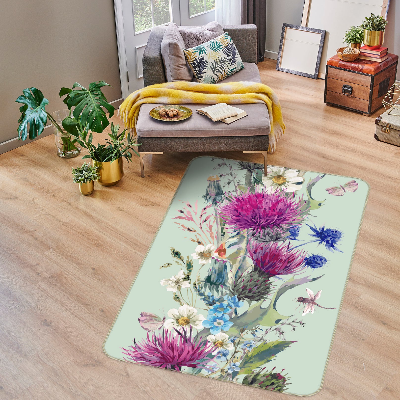 3D Flowers 33057 Non Slip Rug Mat