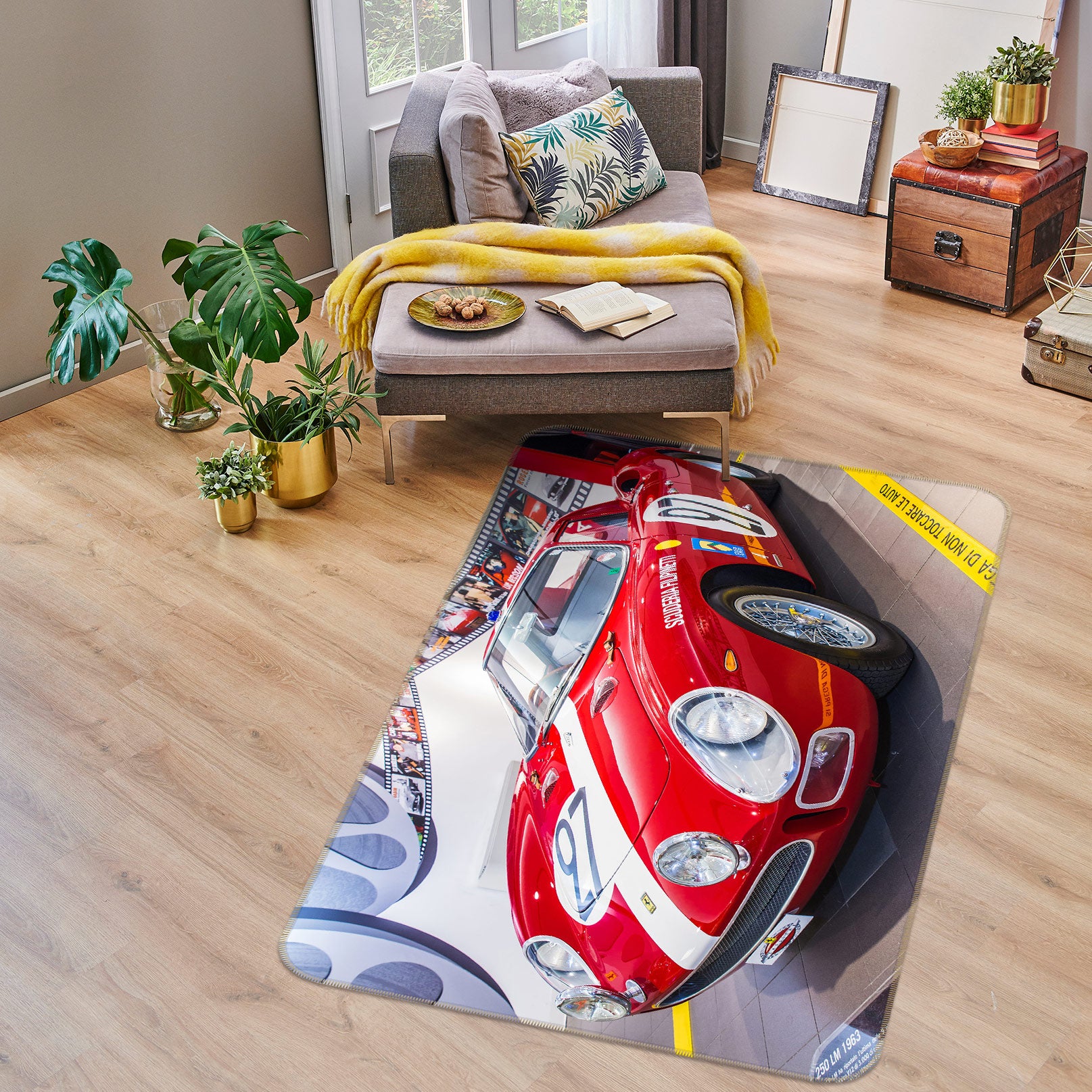 3D Red Car 67215 Vehicle Non Slip Rug Mat