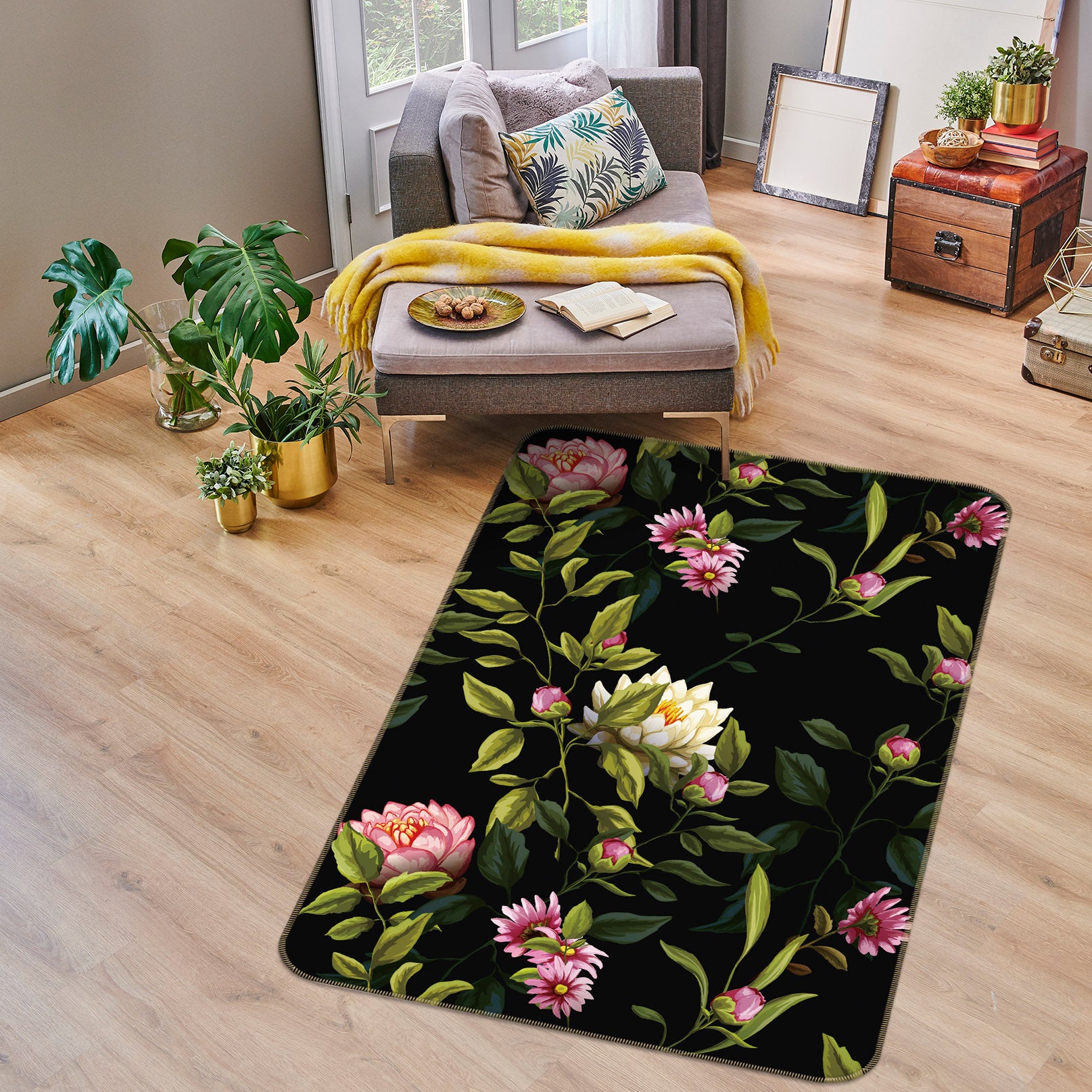 3D Flowers 26066 Non Slip Rug Mat