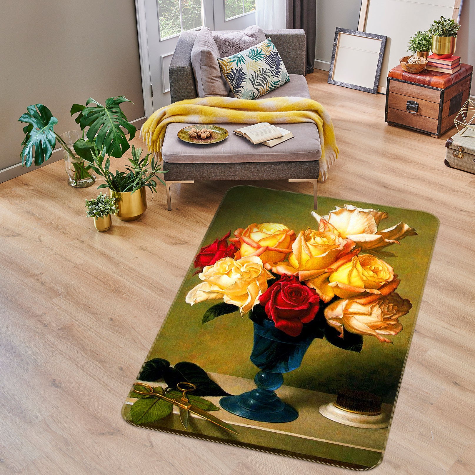 3D Flower Vase 76134 Non Slip Rug Mat