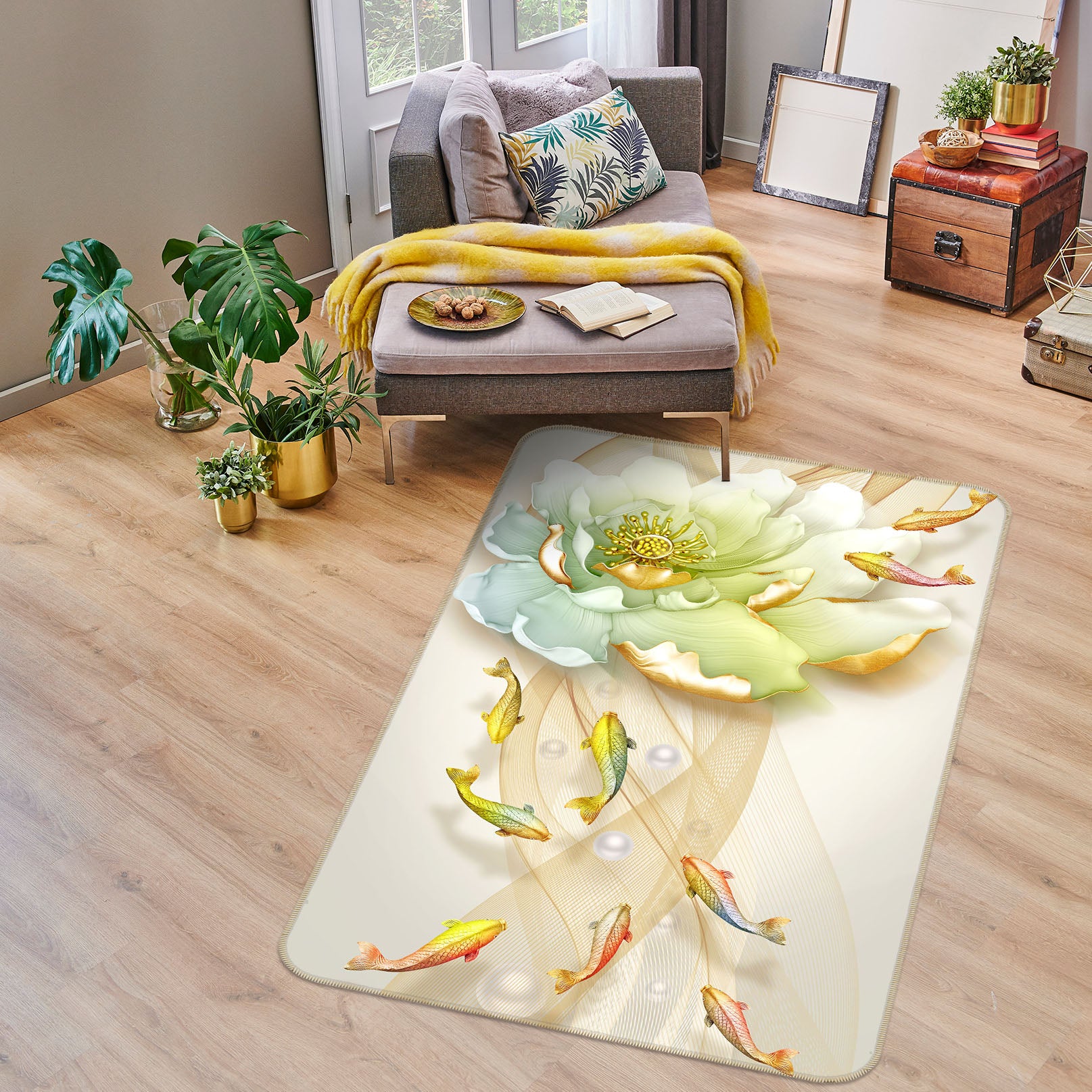 3D Fish Flower 34094 Non Slip Rug Mat