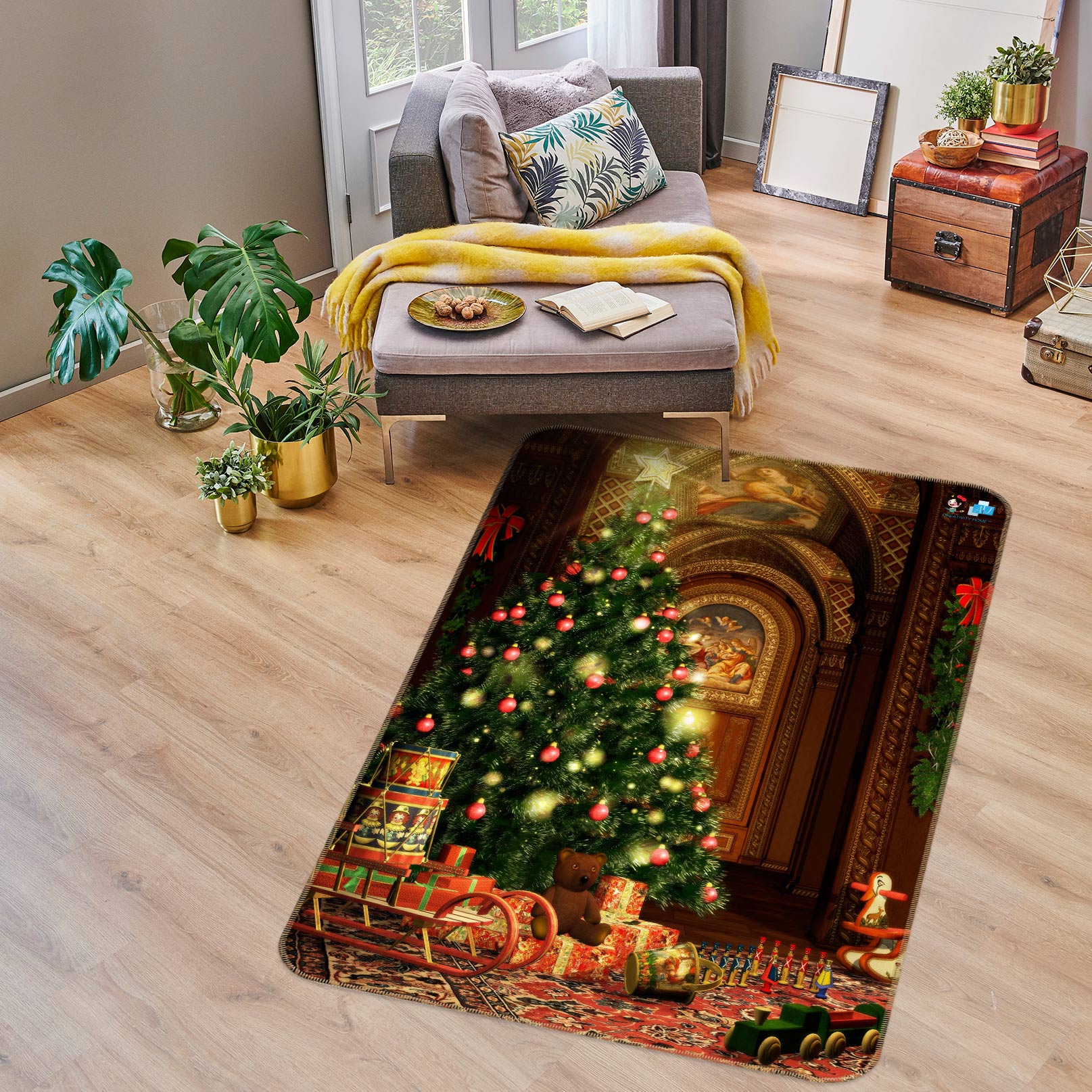 3D Tree 55028 Christmas Non Slip Rug Mat Xmas