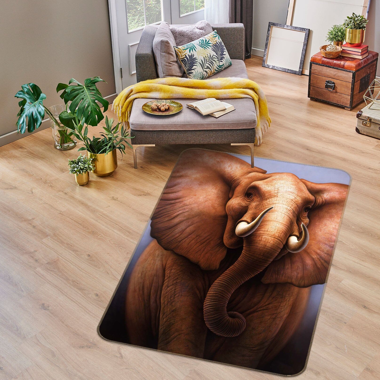 3D Elephant 1070 Jerry LoFaro Rug Non Slip Rug Mat Mat AJ Creativity Home