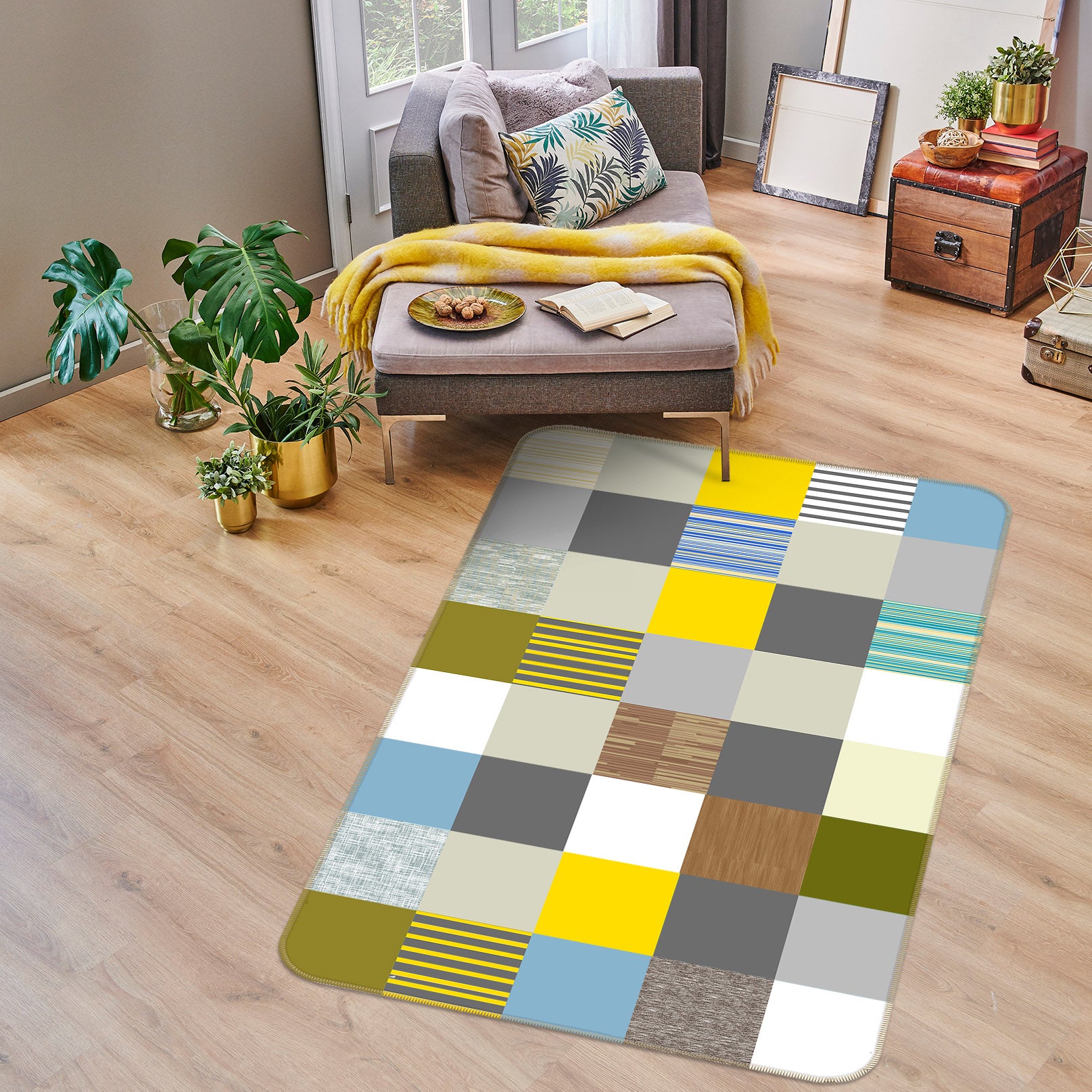 3D Square Pattern 29225 Non Slip Rug Mat