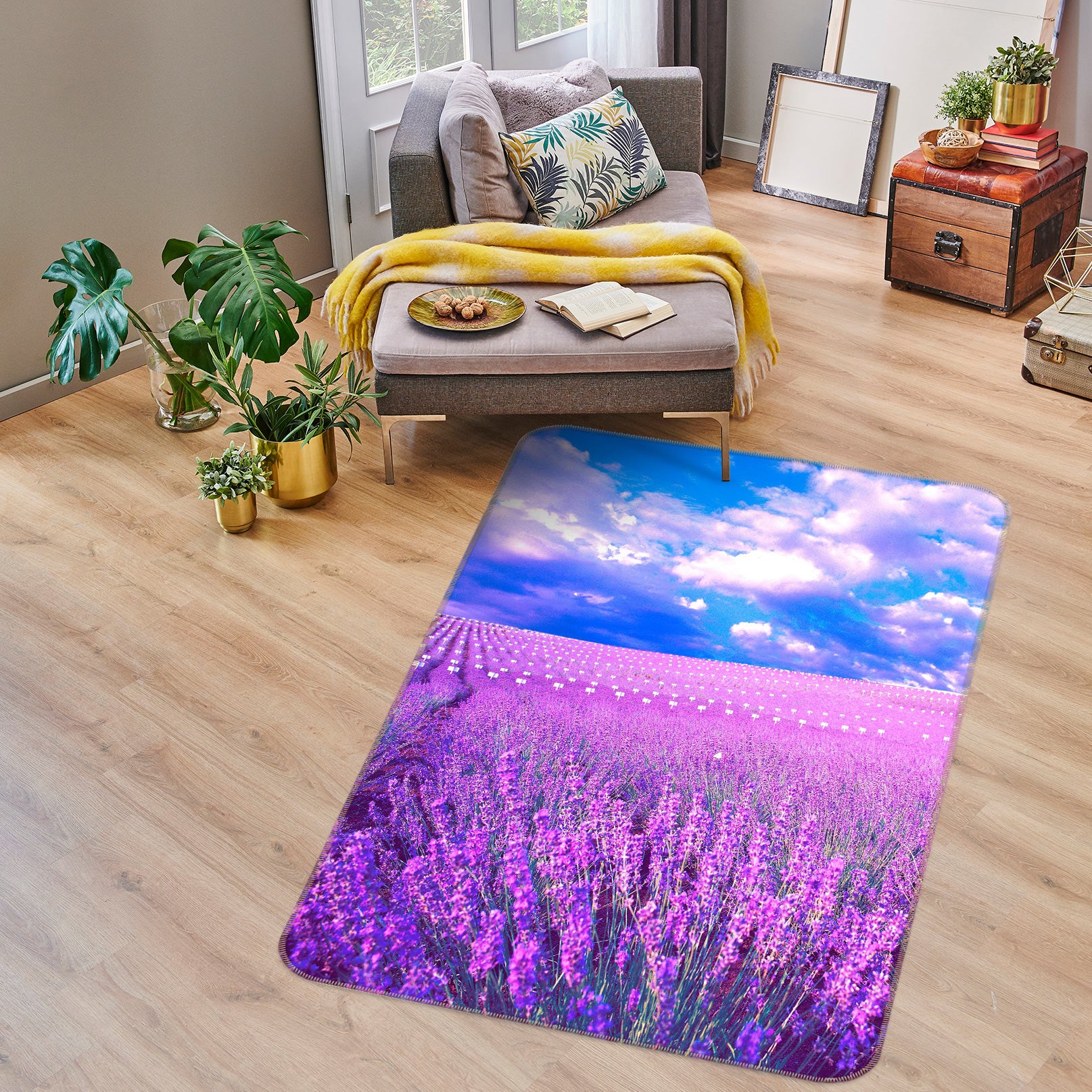 3D Purple Lavender Bushes 76190 Non Slip Rug Mat
