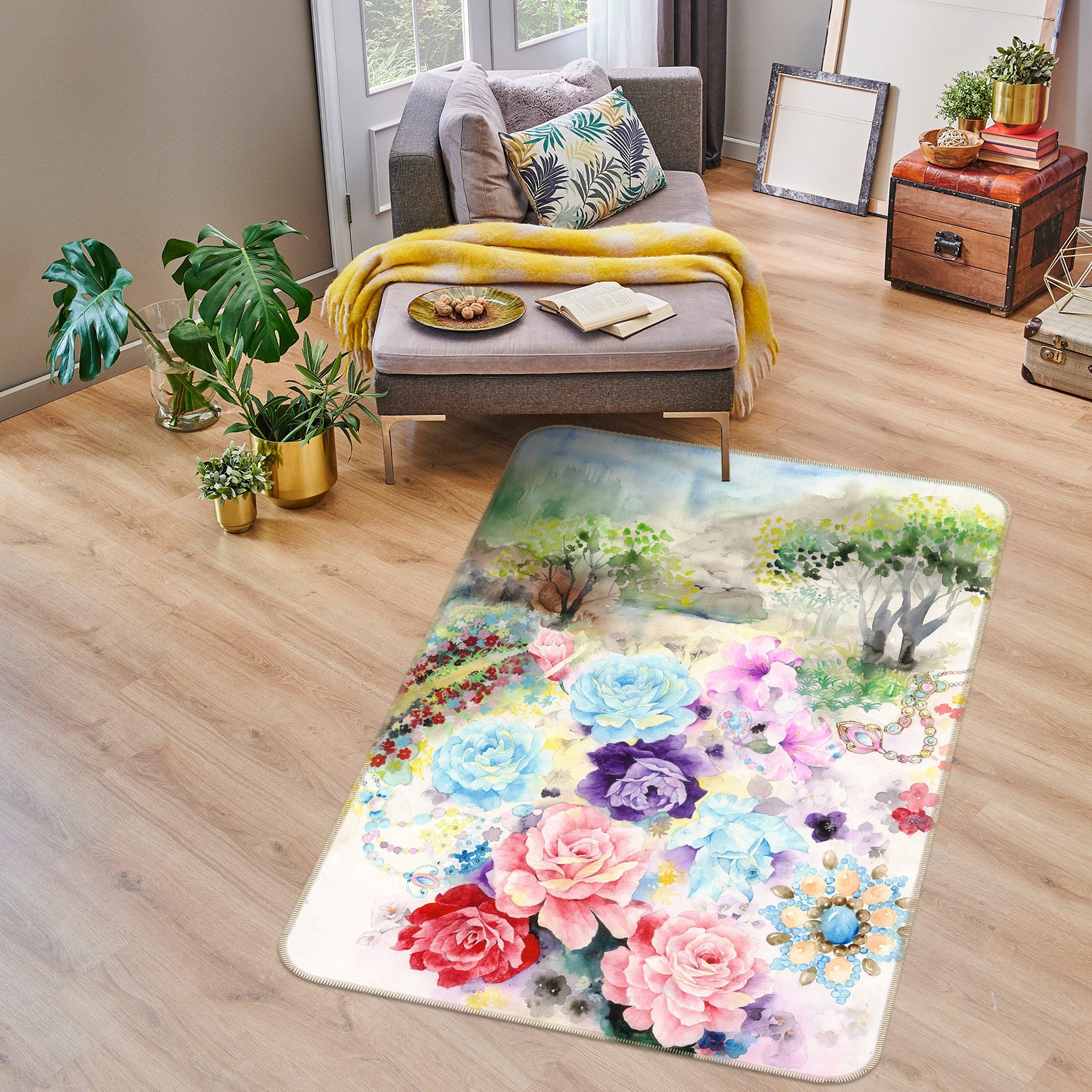 3D Flowers 27077 Non Slip Rug Mat