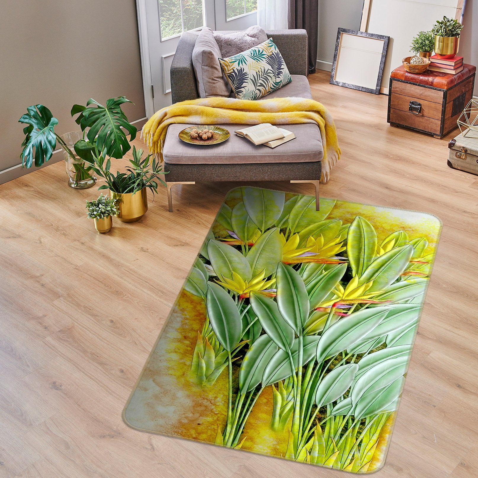 3D Banana Leaf 32214 Non Slip Rug Mat