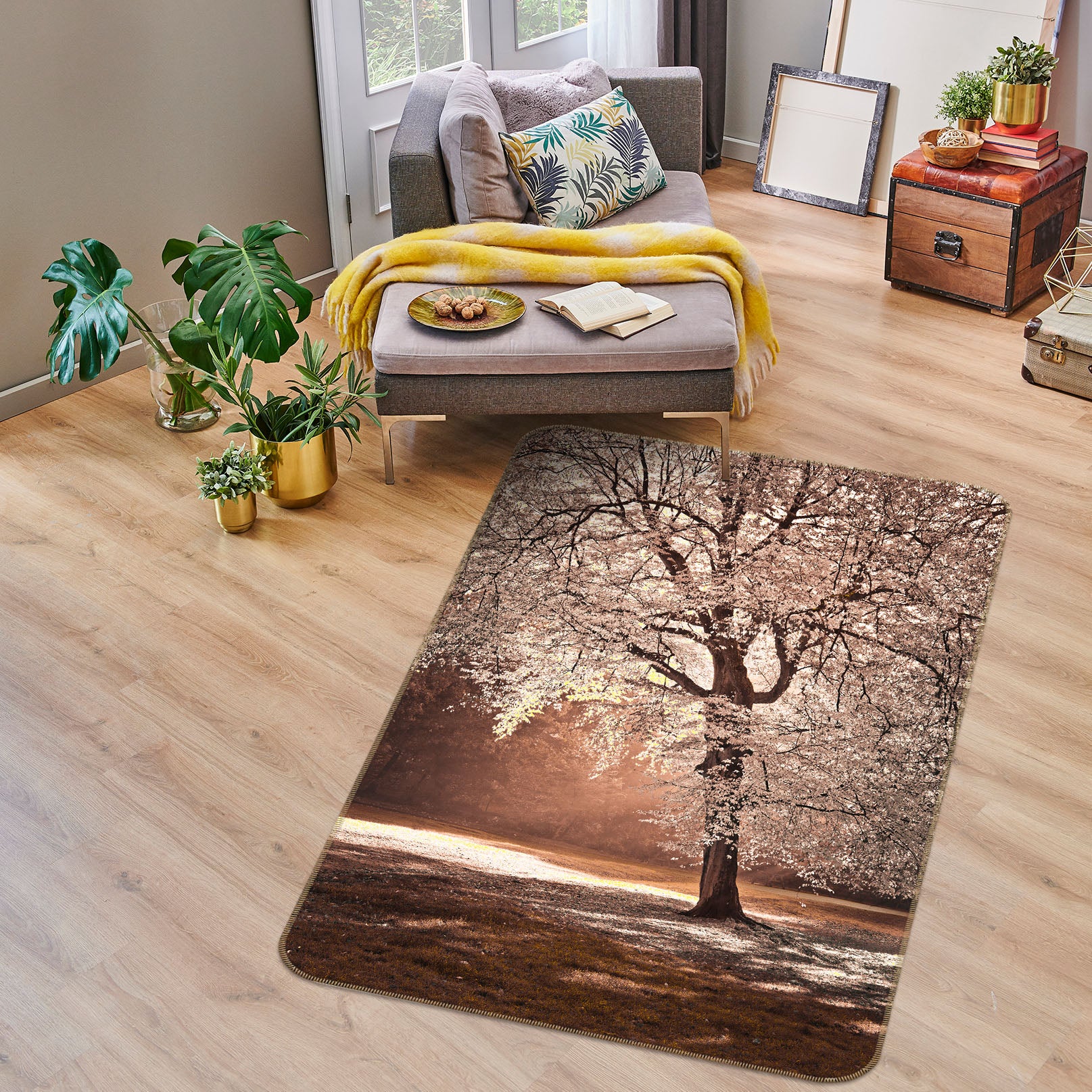 3D Trees Sunshine 83285 Assaf Frank Rug Non Slip Rug Mat