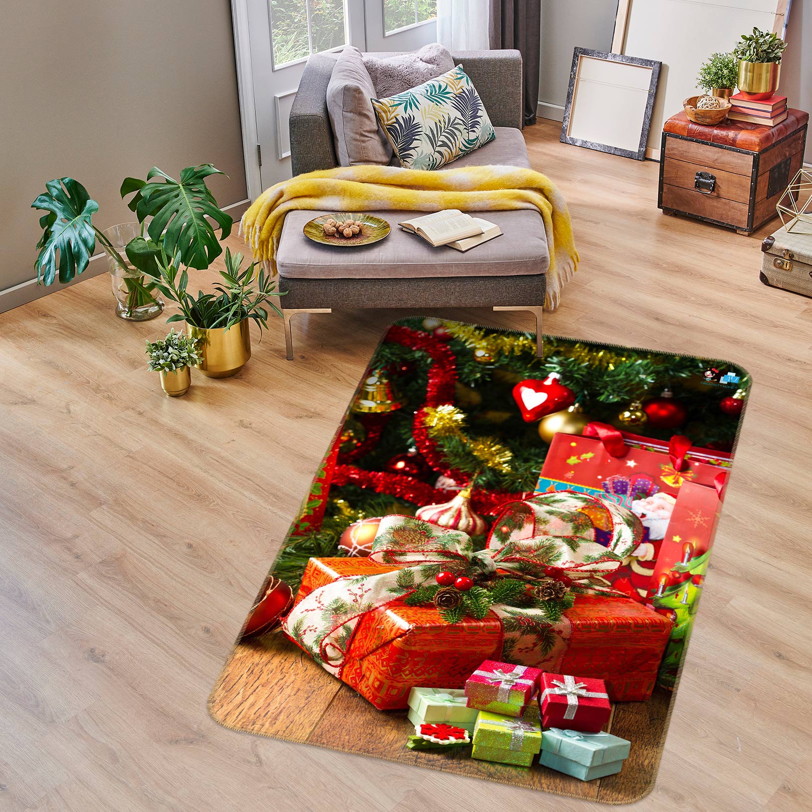 3D Gift Box 55033 Christmas Non Slip Rug Mat Xmas