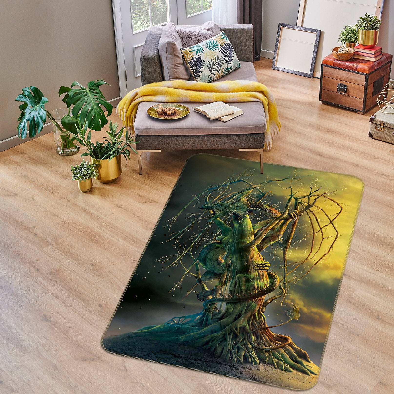 3D Tree Dragon 84268 Vincent Hie Rug Non Slip Rug Mat