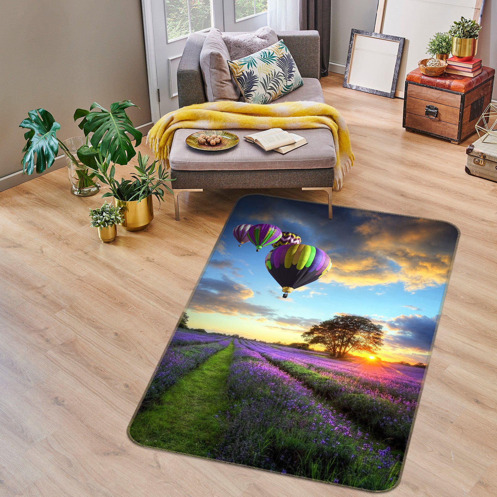 3D Hot Air Balloon 26016 Non Slip Rug Mat