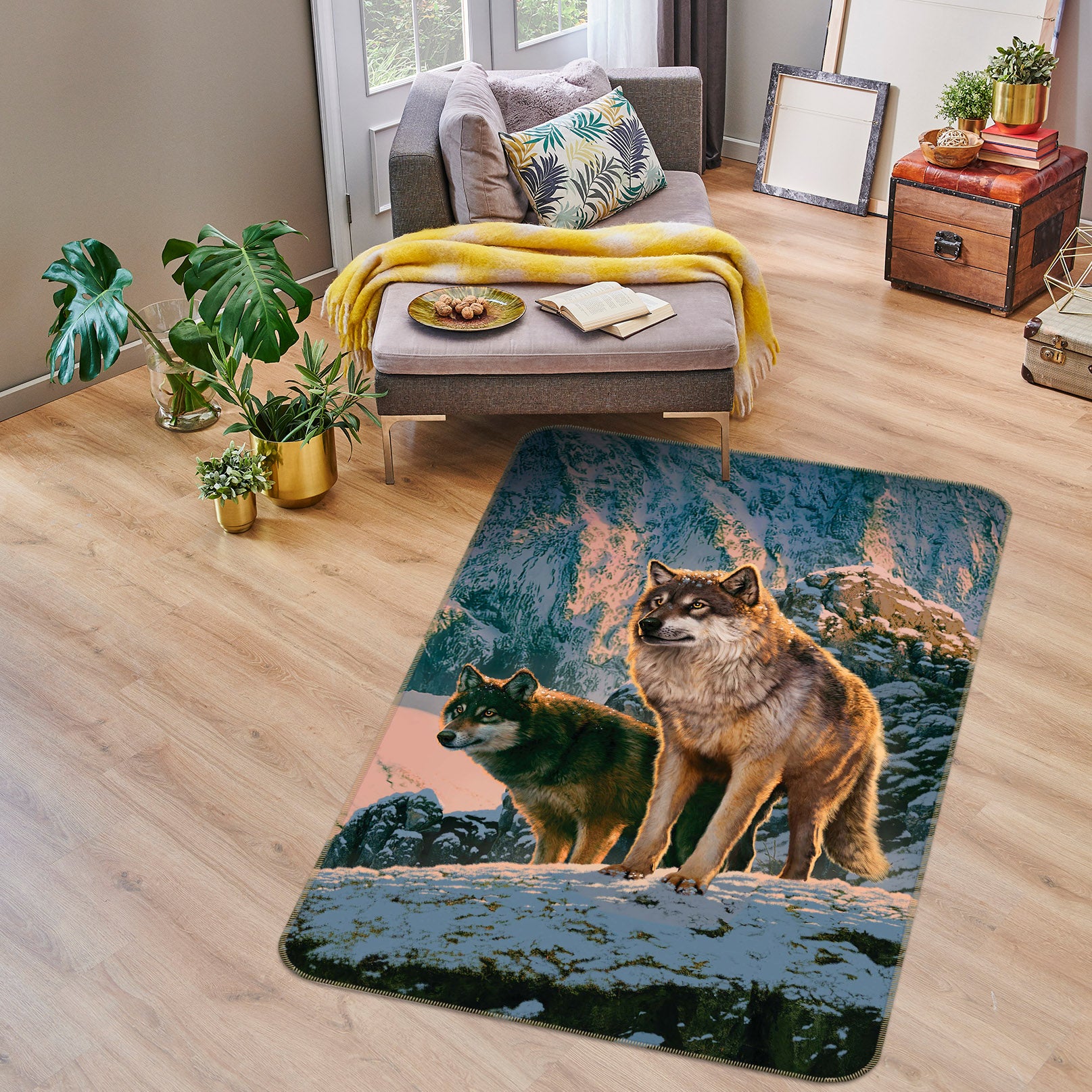 3D Snow Mountain Wolf 84277 Vincent Hie Rug Non Slip Rug Mat