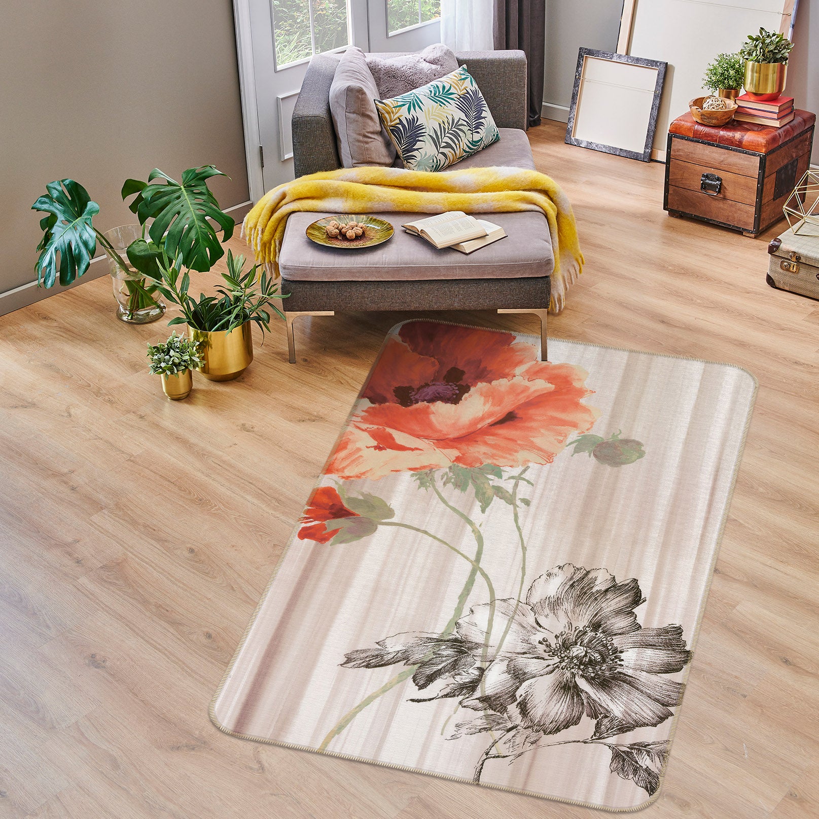 3D Flowers 32200 Non Slip Rug Mat