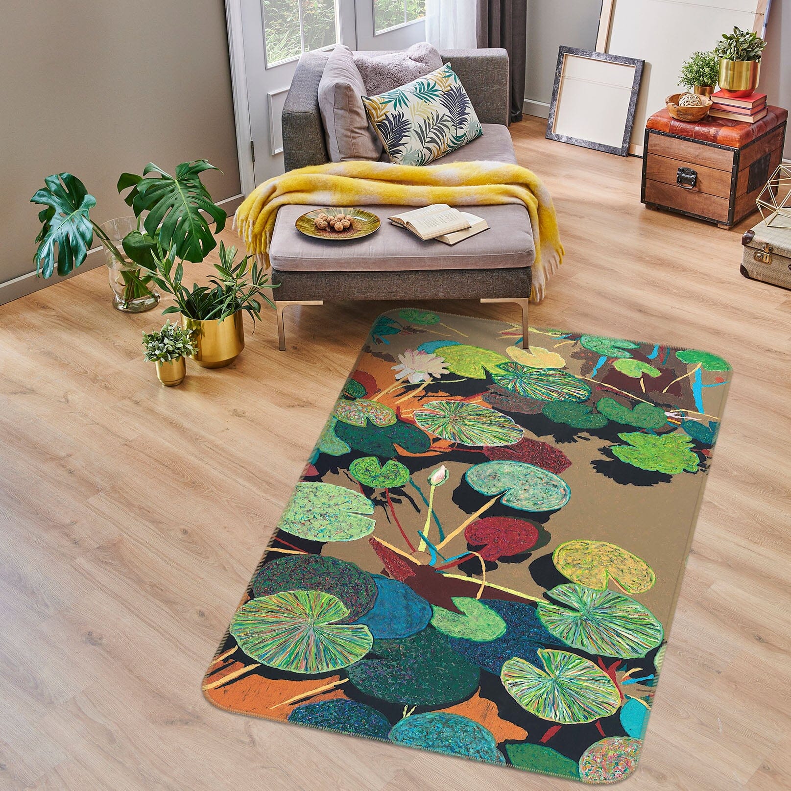 3D Painted Lotus Leaf 3030 Allan P. Friedlander Rug Non Slip Rug Mat Mat AJ Creativity Home