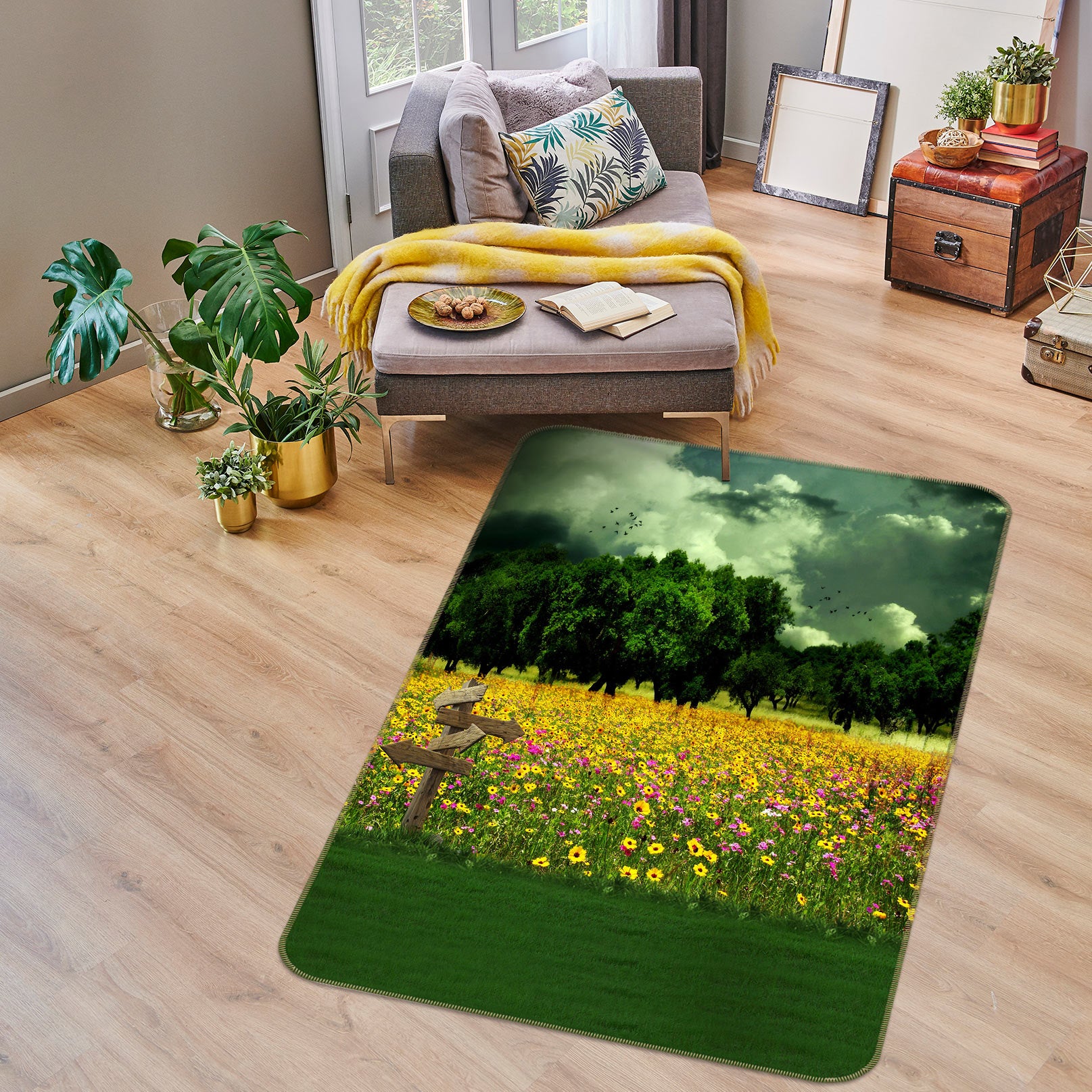 3D Flower Forest 76083 Non Slip Rug Mat